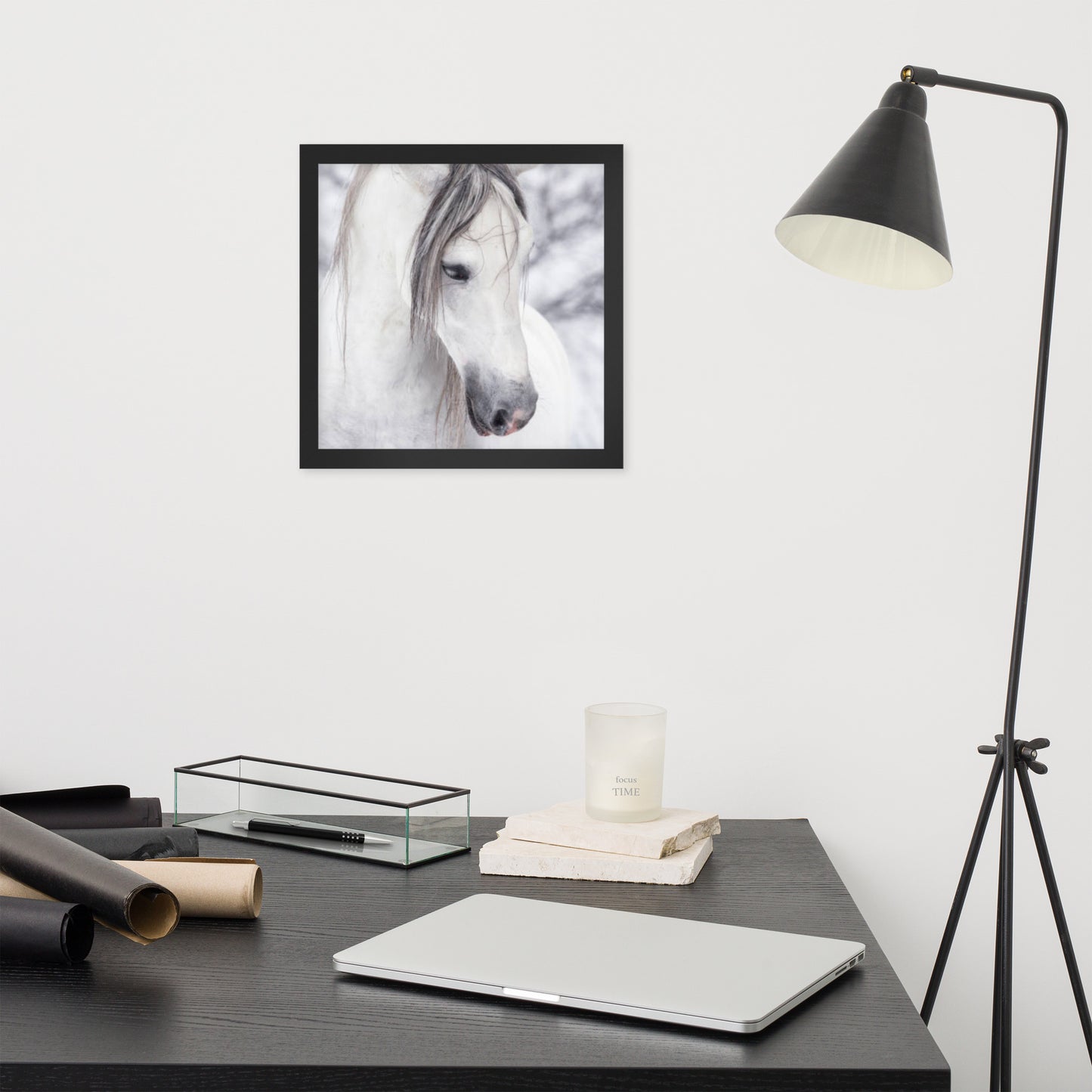 Framed Poster Horse Wall Art - Vertical Print (Glamourange 0036 Model)