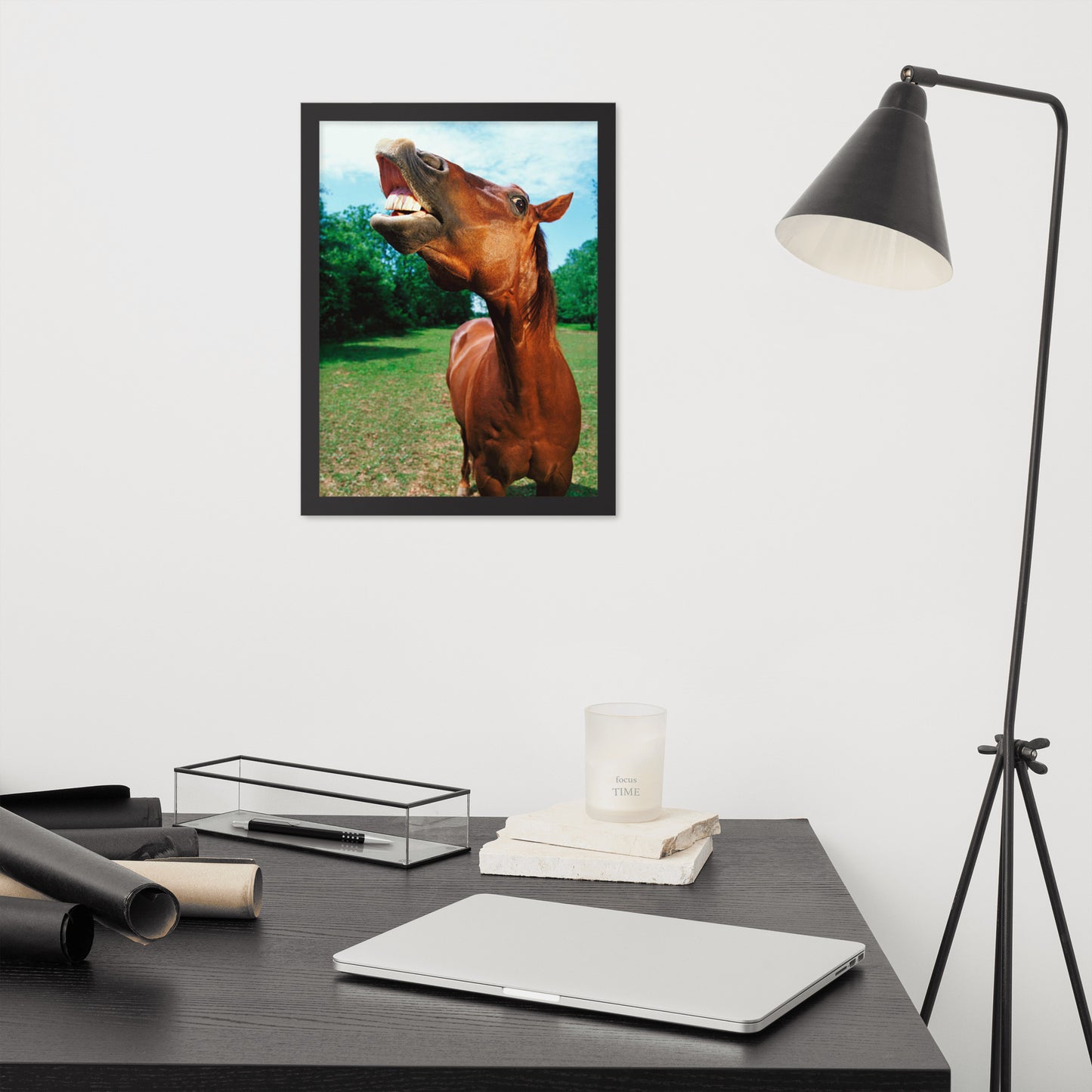 Framed Poster Horse Wall Art - Vertical Print (Glamourange 002 Model)