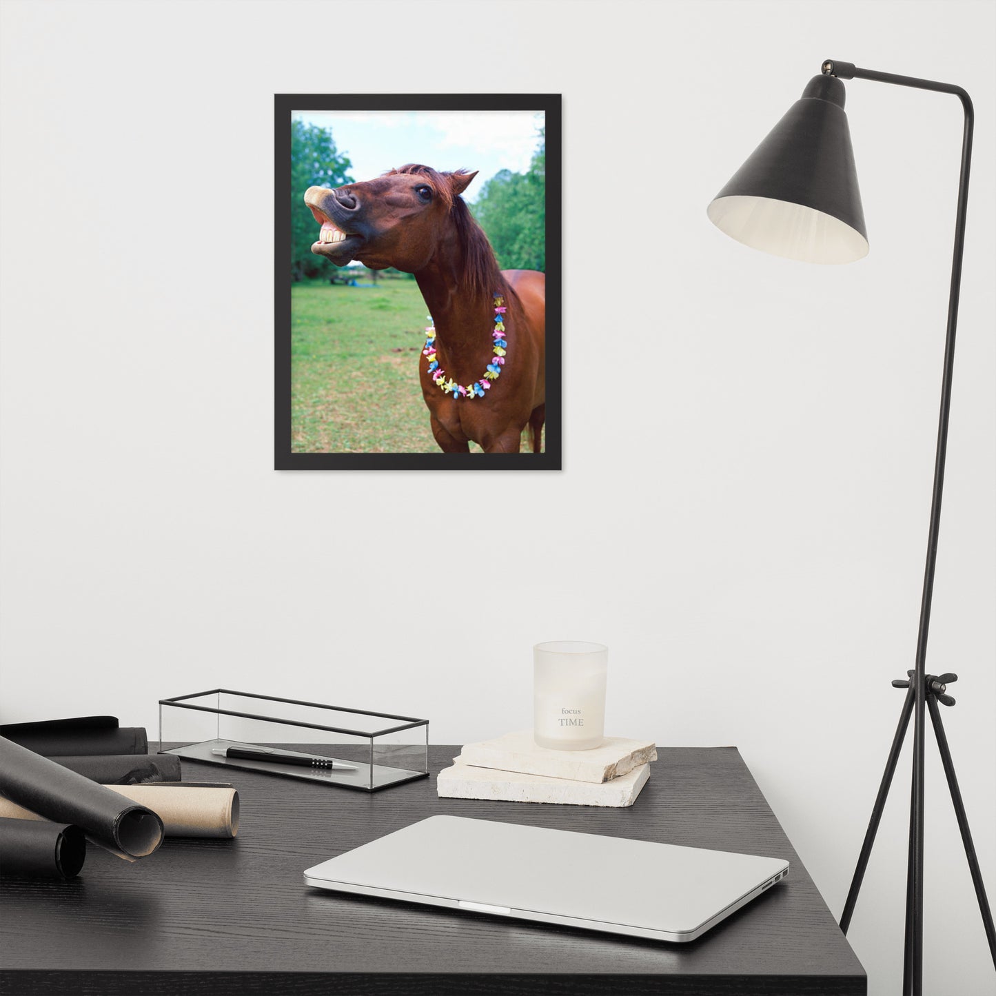 Framed Poster Horse Wall Art - Vertical Print (Glamourange 004 Model)