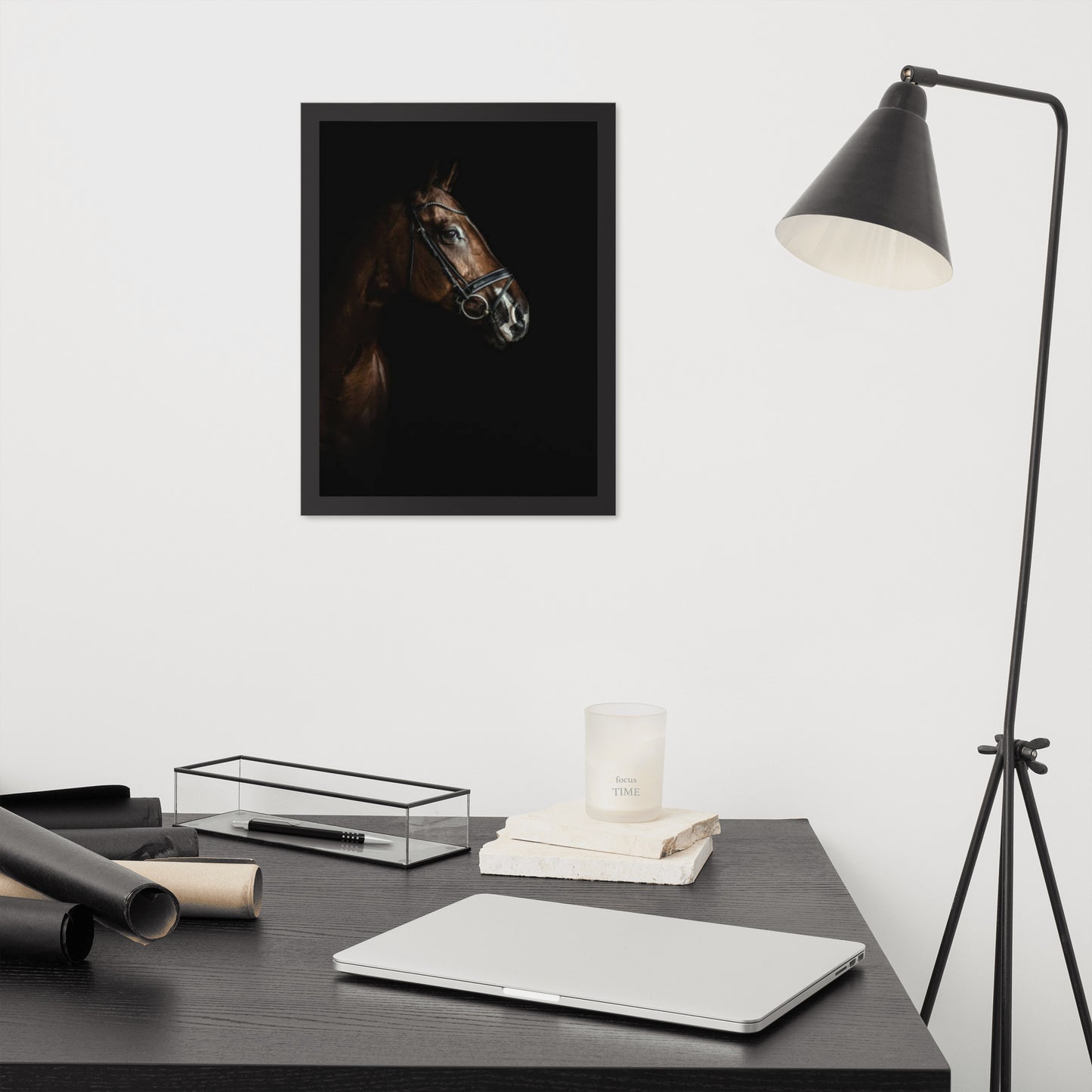 Framed Poster Horse Wall Art - Vertical Print (Glamourange 005 Model)