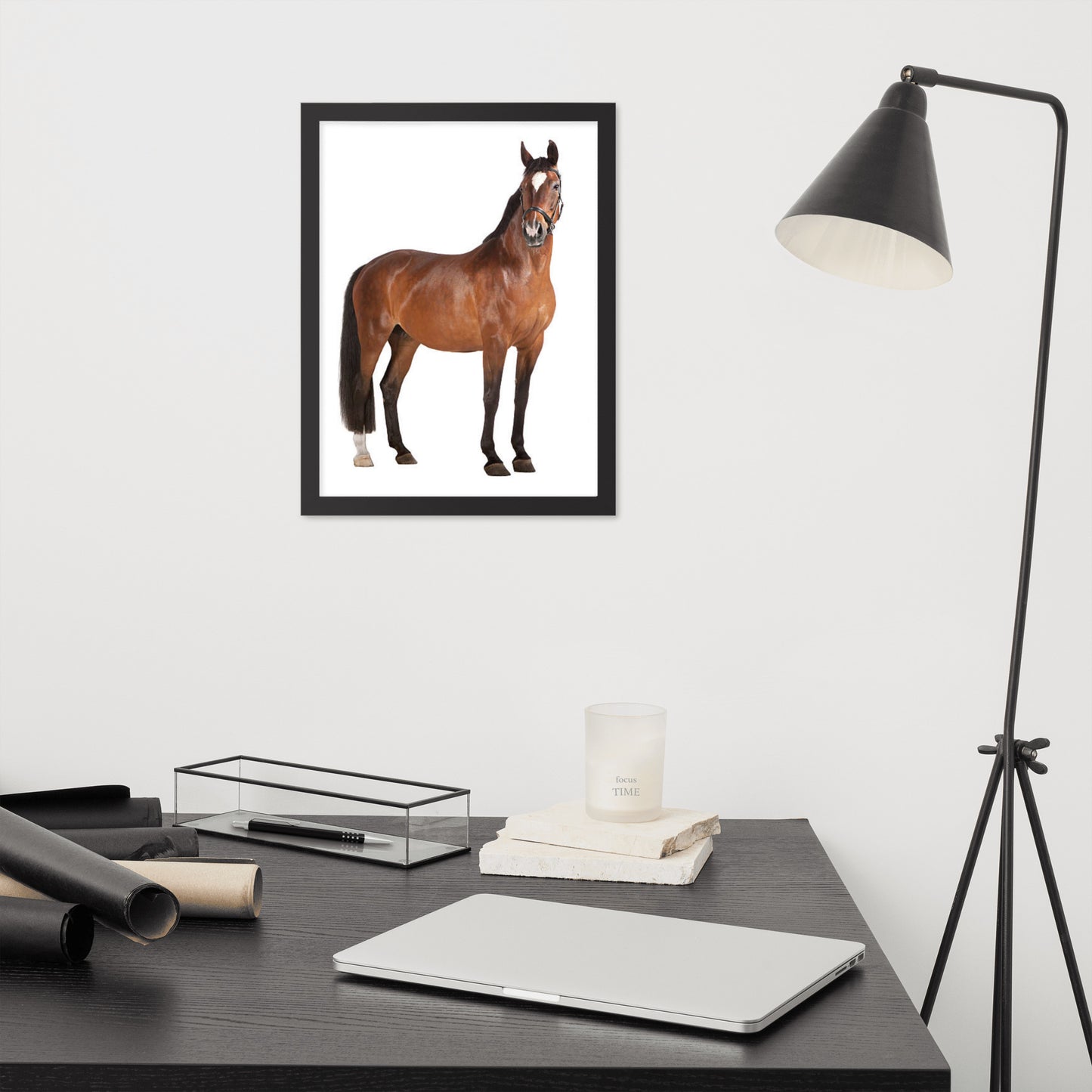 Framed Poster Horse Wall Art - Vertical Print (Glamourange 008 Model)