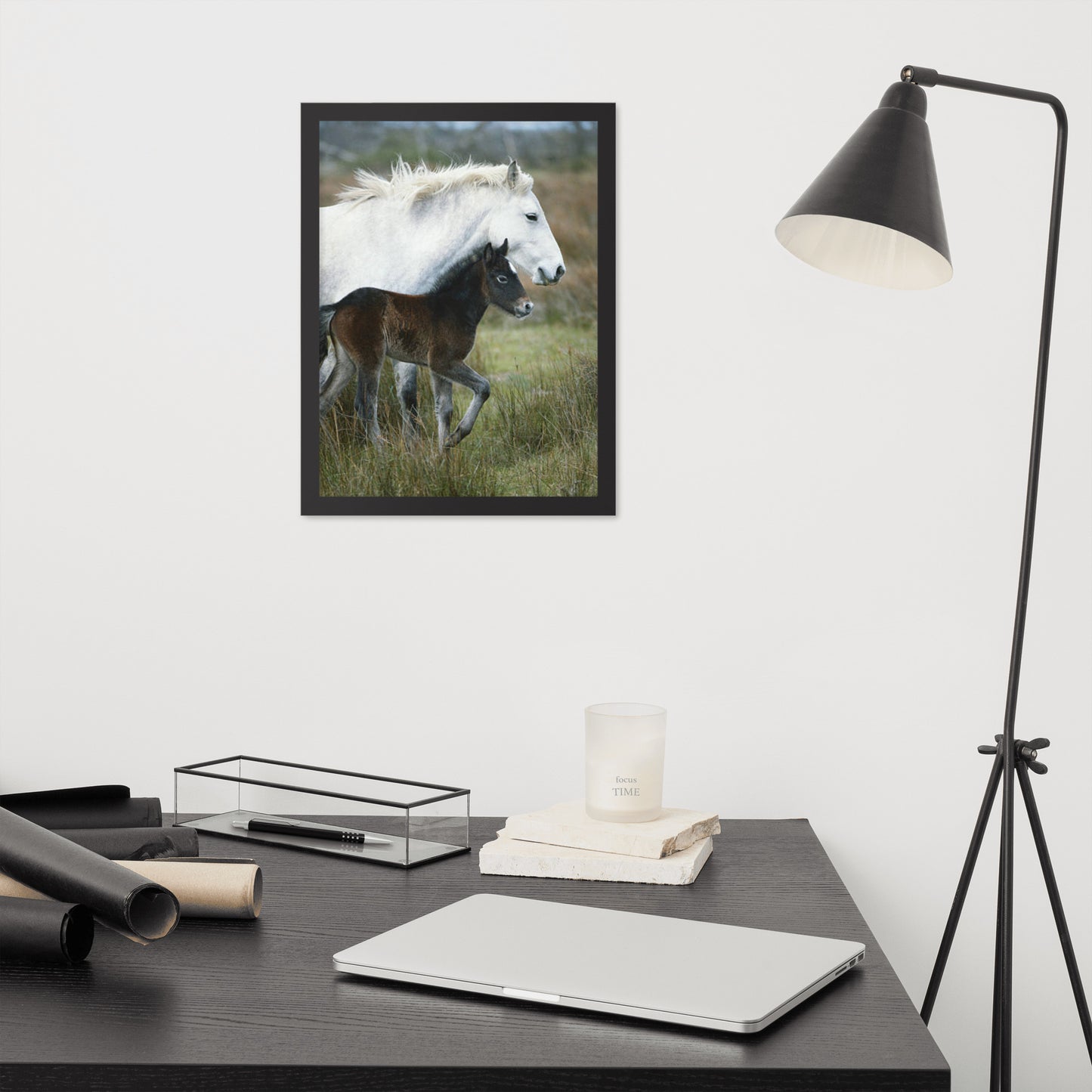 Framed Poster Horse Wall Art - Vertical Print (Glamourange 0011 Model)