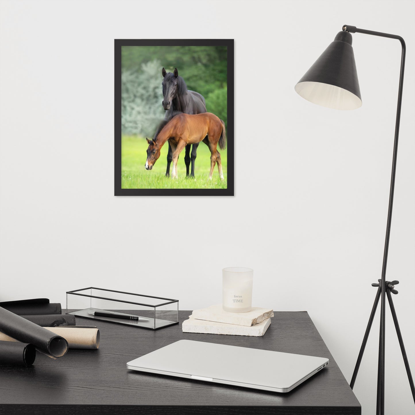 Framed Poster Horse Wall Art - Vertical Print (Glamourange 0021 Model)