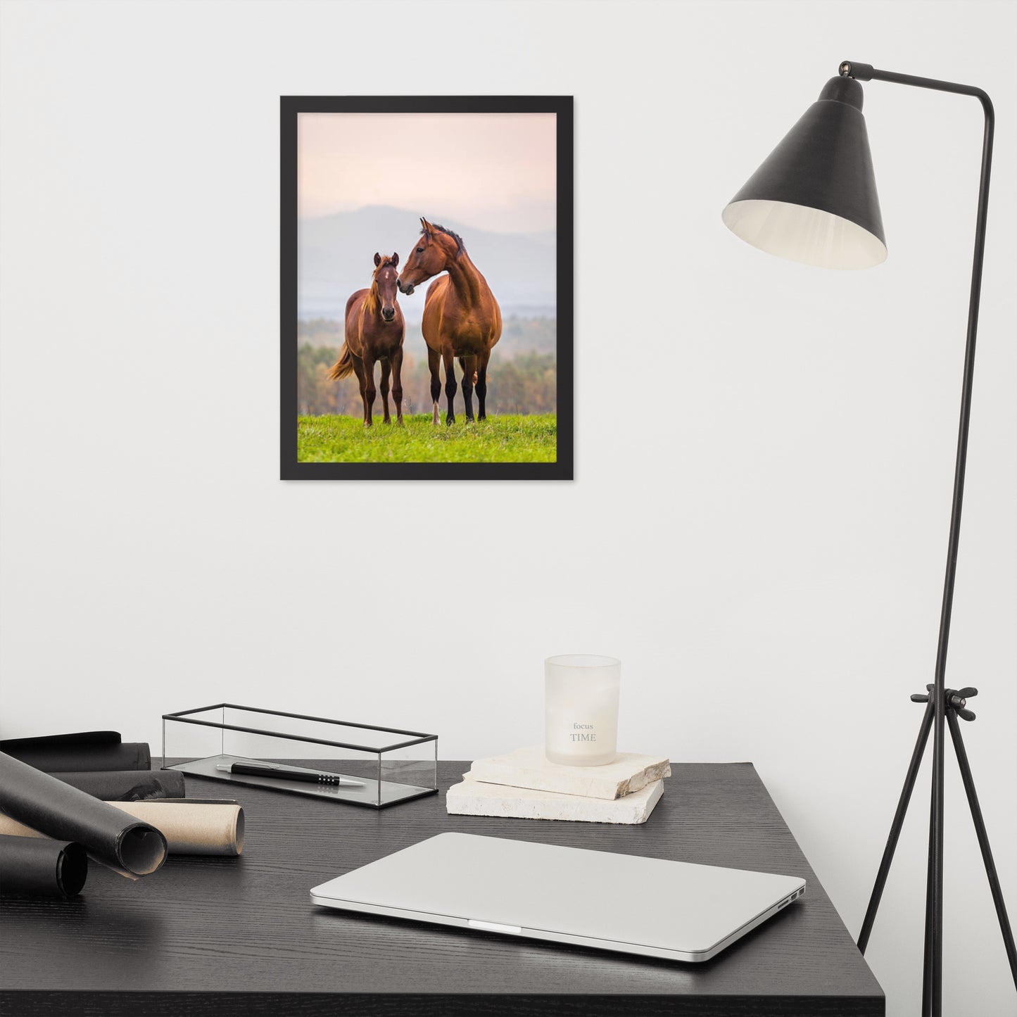 Framed Poster Horse Wall Art - Vertical Print (Glamourange 0027 Model)