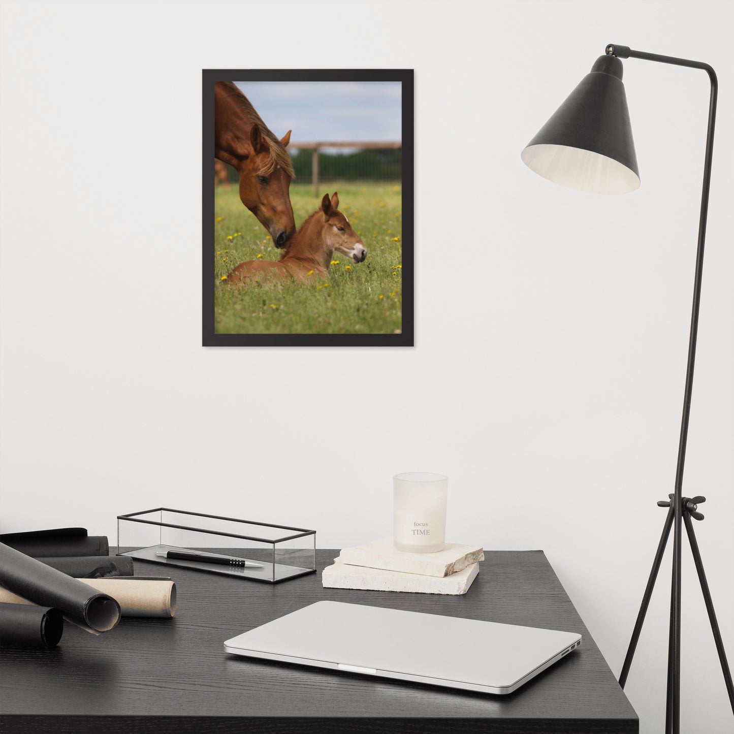 Framed Poster Horse Wall Art - Vertical Print (Glamourange 0032 Model)