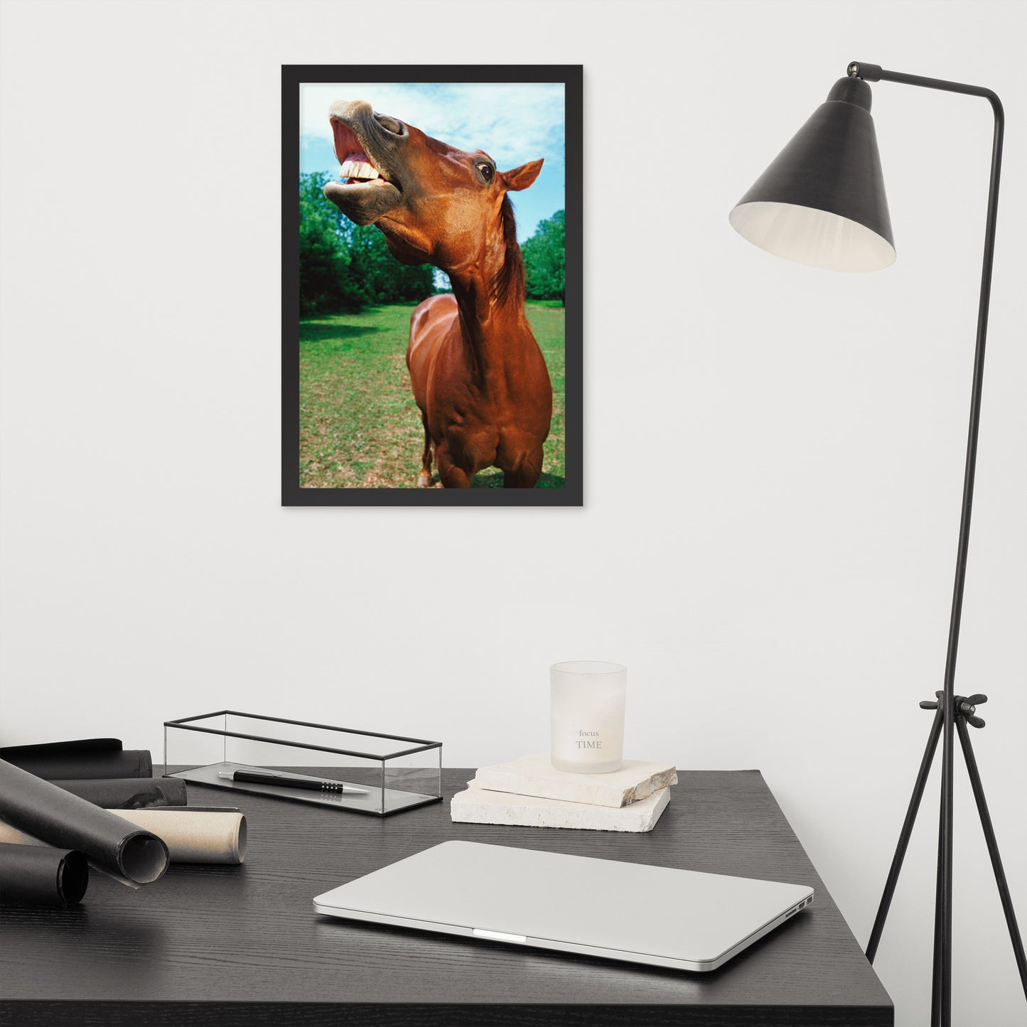 Framed Poster Horse Wall Art - Vertical Print (Glamourange 002 Model)