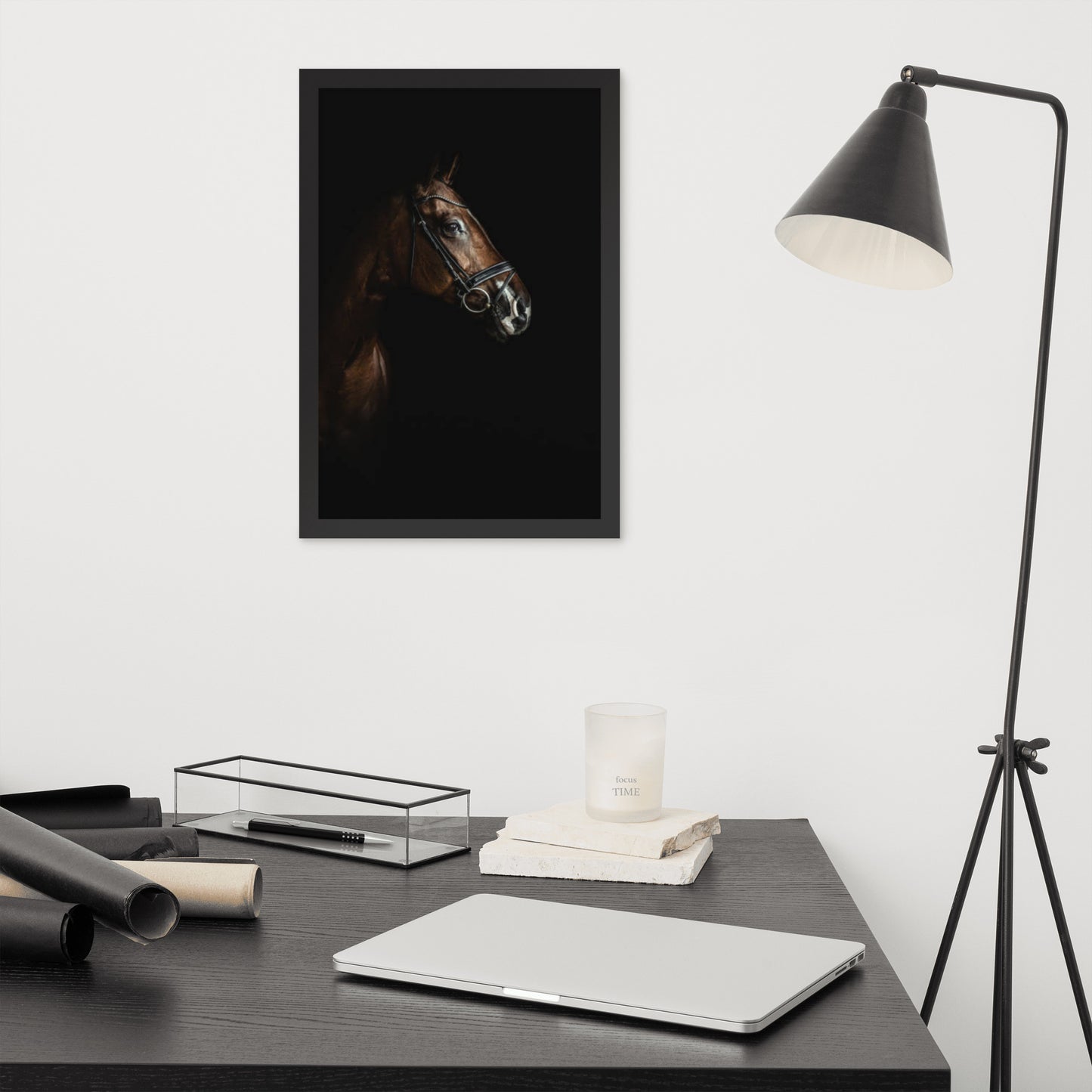 Framed Poster Horse Wall Art - Vertical Print (Glamourange 005 Model)