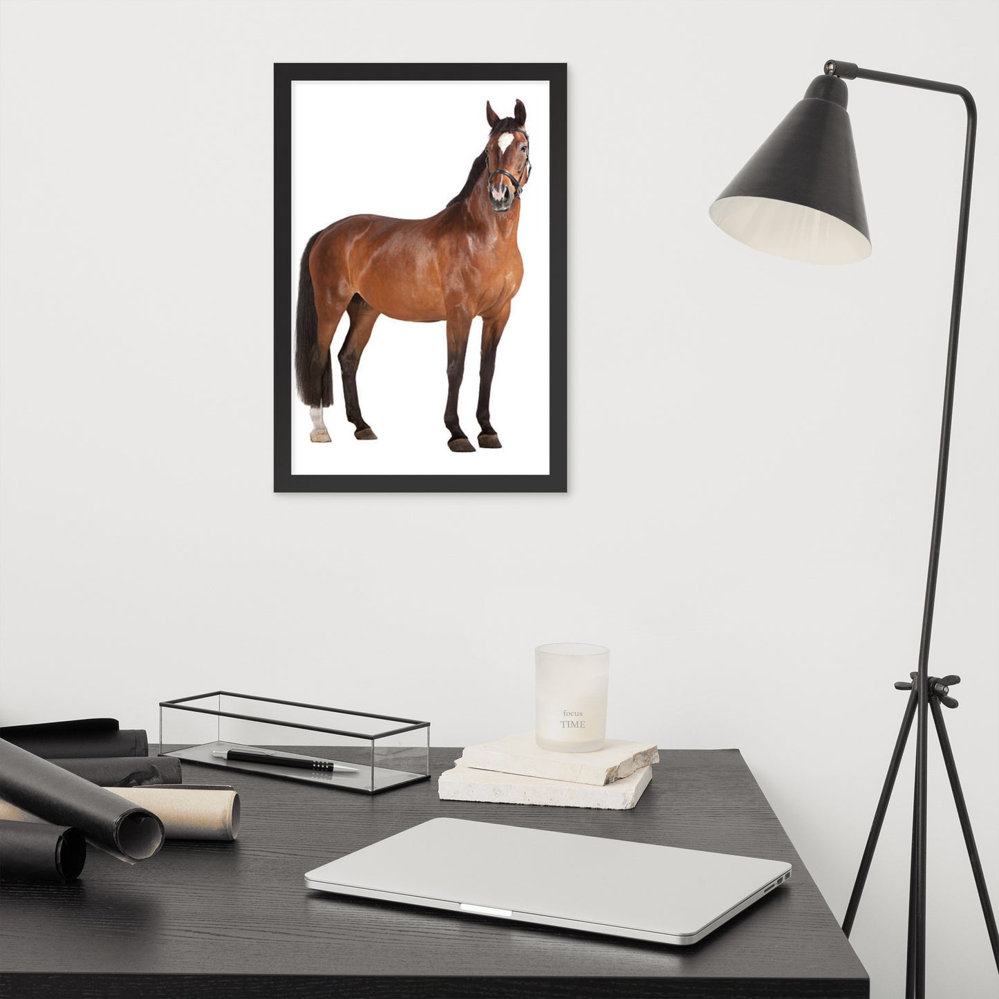 Framed Poster Horse Wall Art - Vertical Print (Glamourange 008 Model)