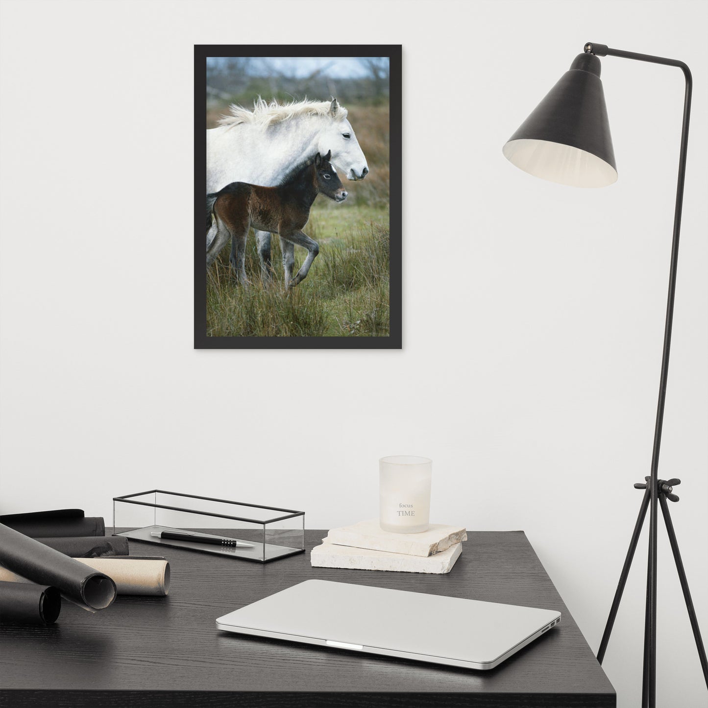 Framed Poster Horse Wall Art - Vertical Print (Glamourange 0011 Model)