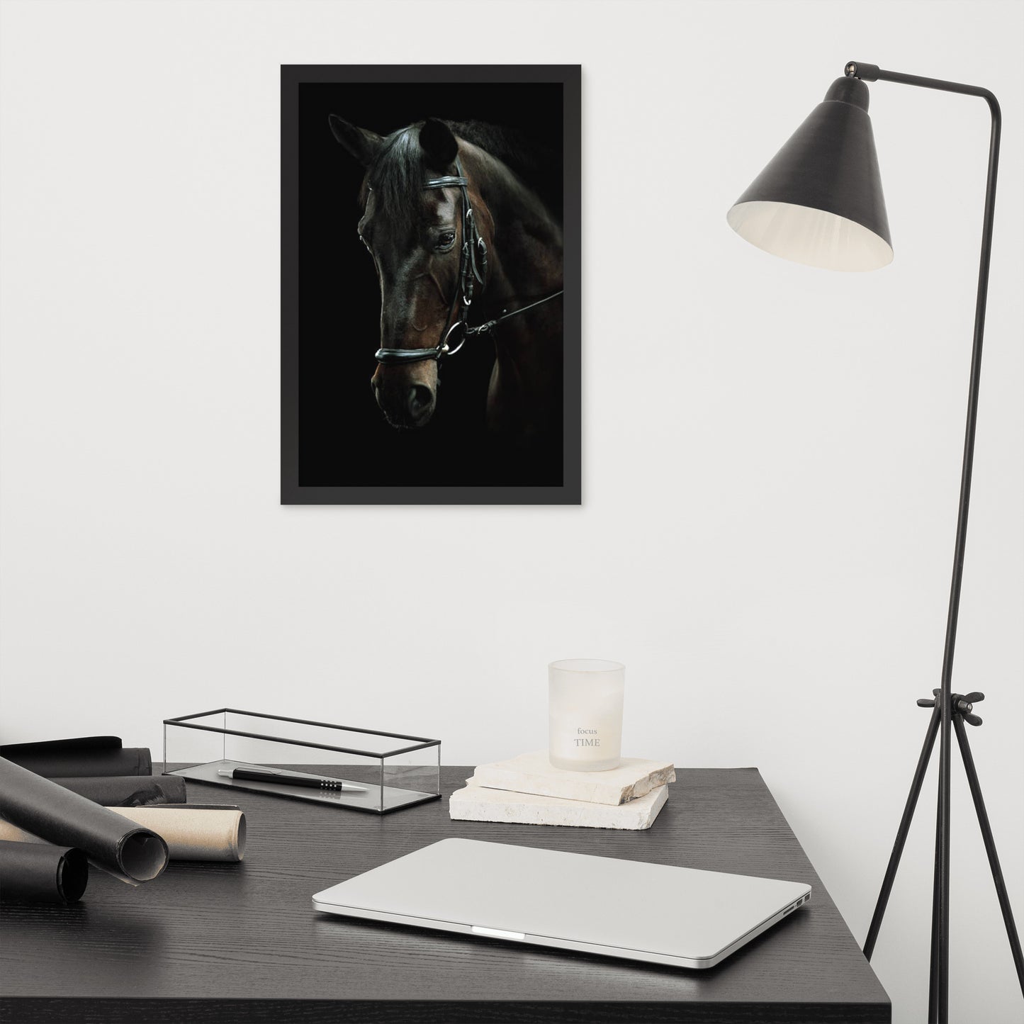 Framed Poster Horse Wall Art - Vertical Print (Glamourange 0012 Model)