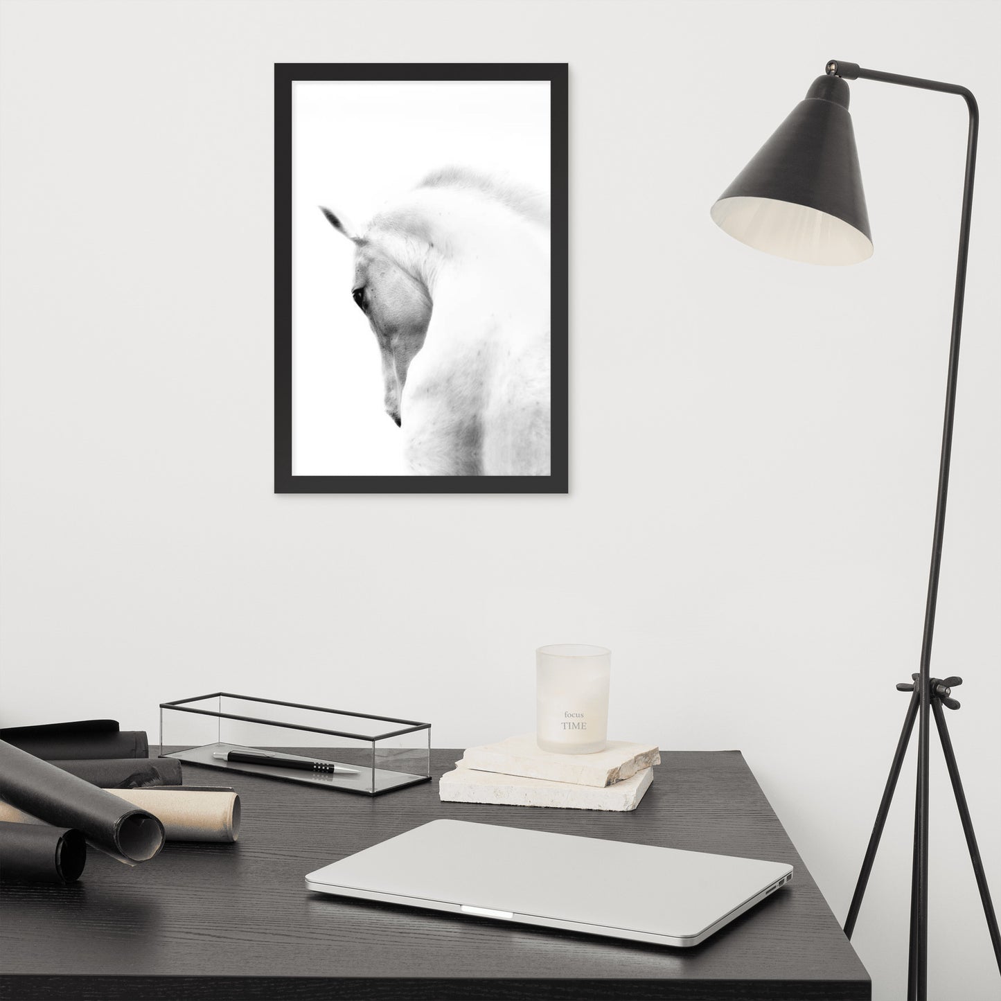 Framed Poster Horse Wall Art - Vertical Print (Glamourange 0014 Model)