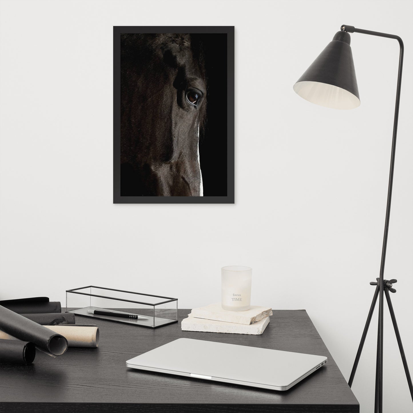 Framed Poster Horse Wall Art - Vertical Print (Glamourange 0015 Model)