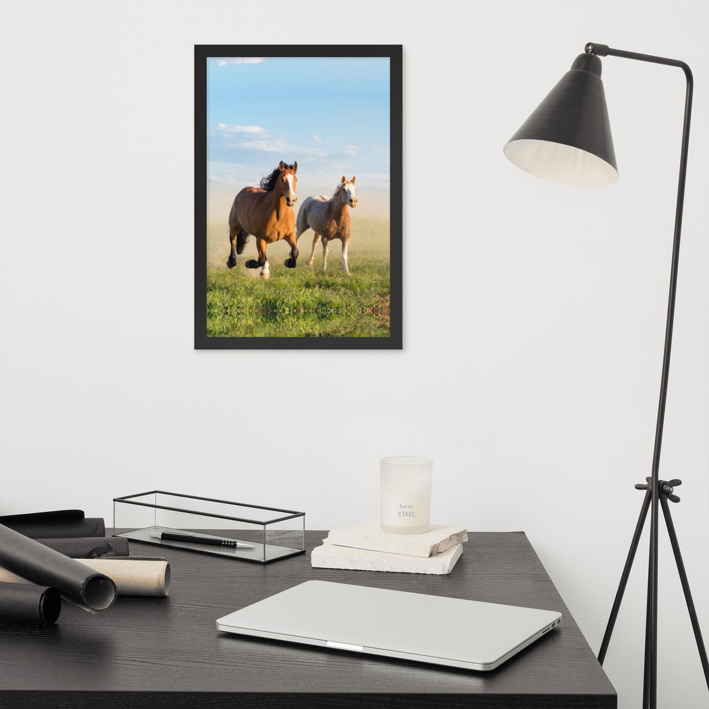 Framed Poster Horse Wall Art - Vertical Print (Glamourange 0023 Model)