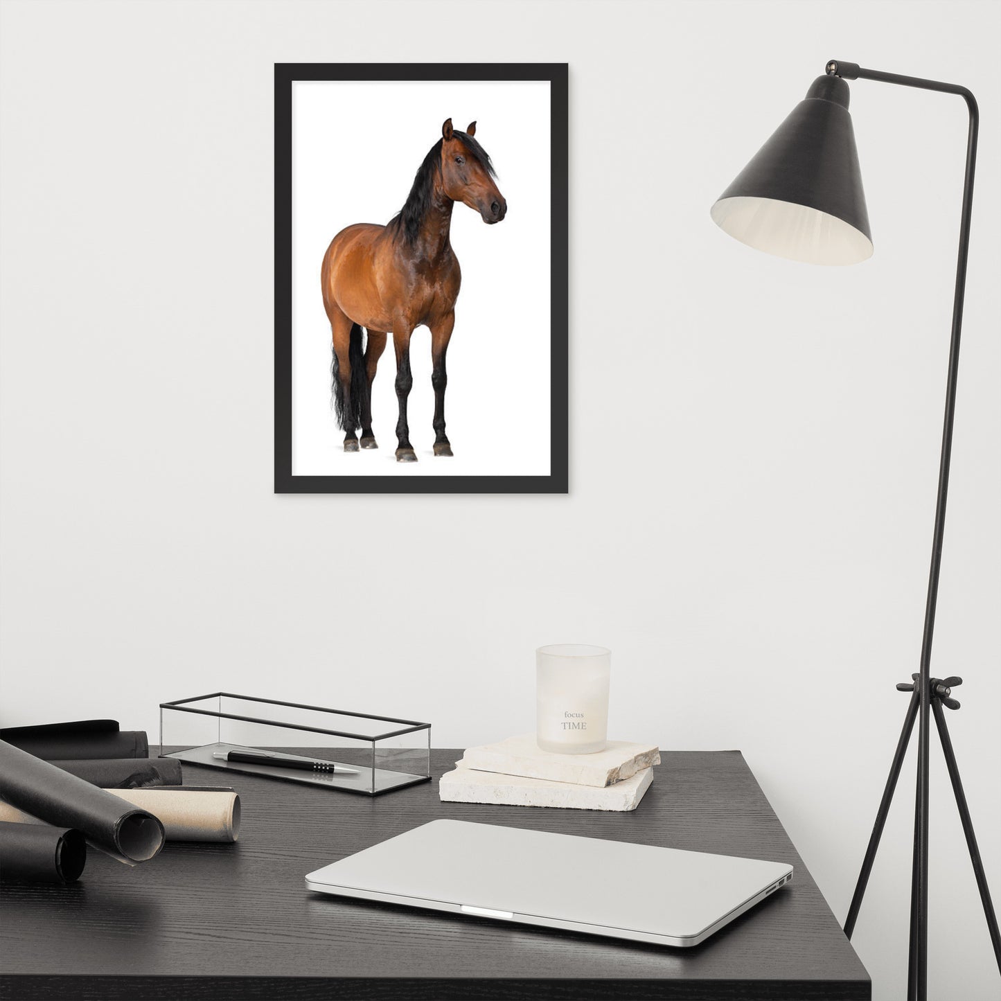 Framed Poster Horse Wall Art - Vertical Print (Glamourange 0024 Model)