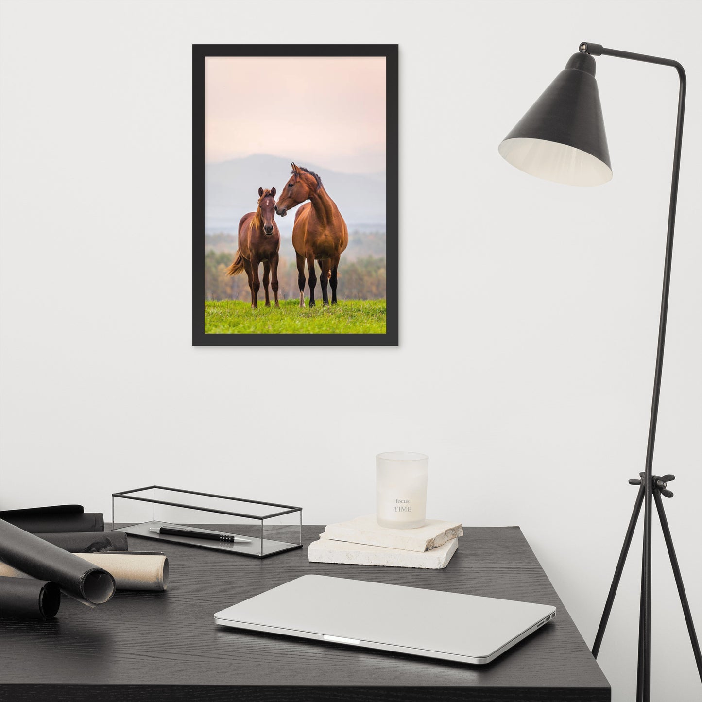 Framed Poster Horse Wall Art - Vertical Print (Glamourange 0027 Model)