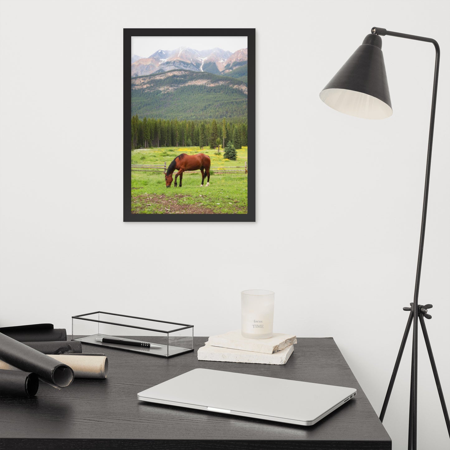 Framed Poster Horse Wall Art - Vertical Print (Glamourange 0030 Model)