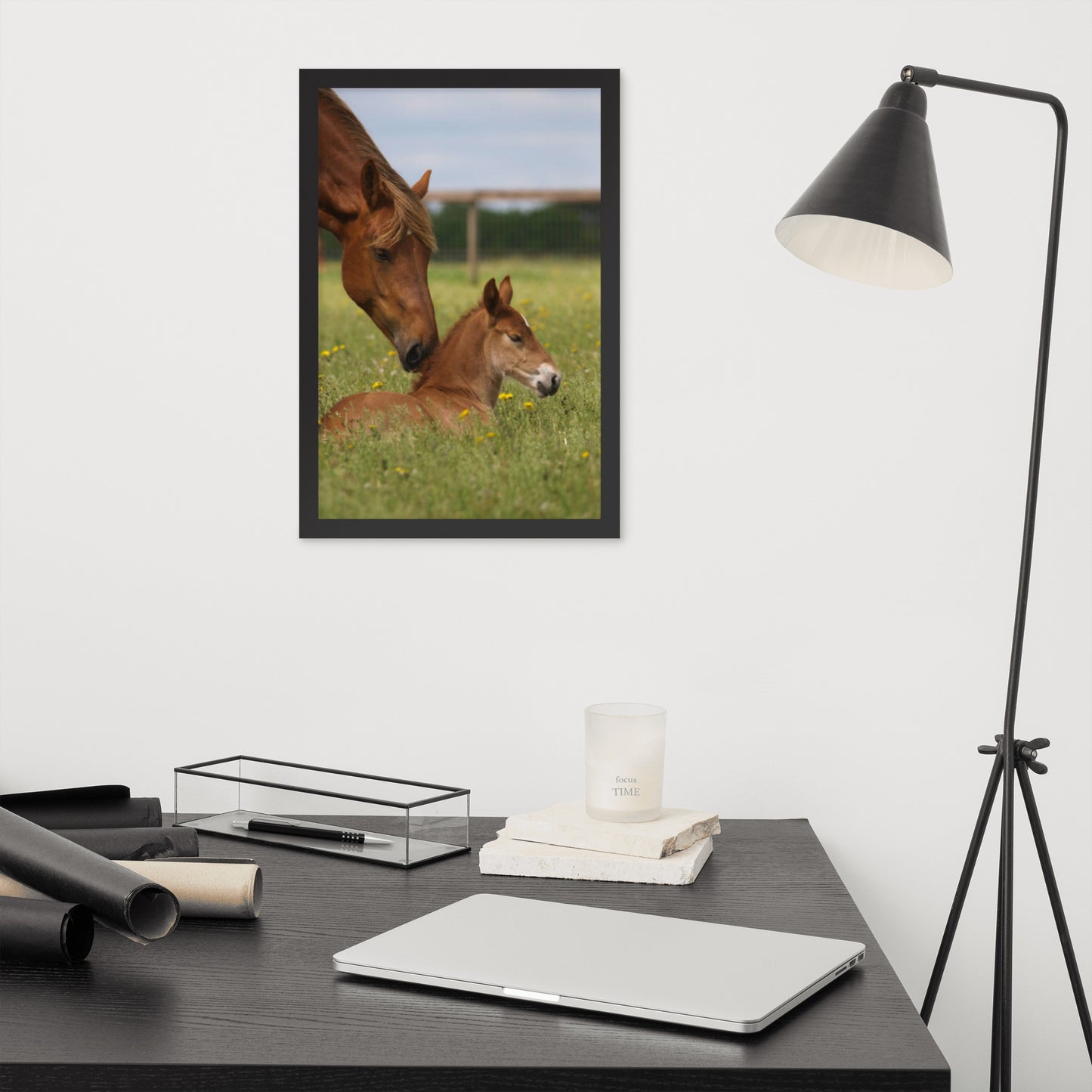 Framed Poster Horse Wall Art - Vertical Print (Glamourange 0032 Model)