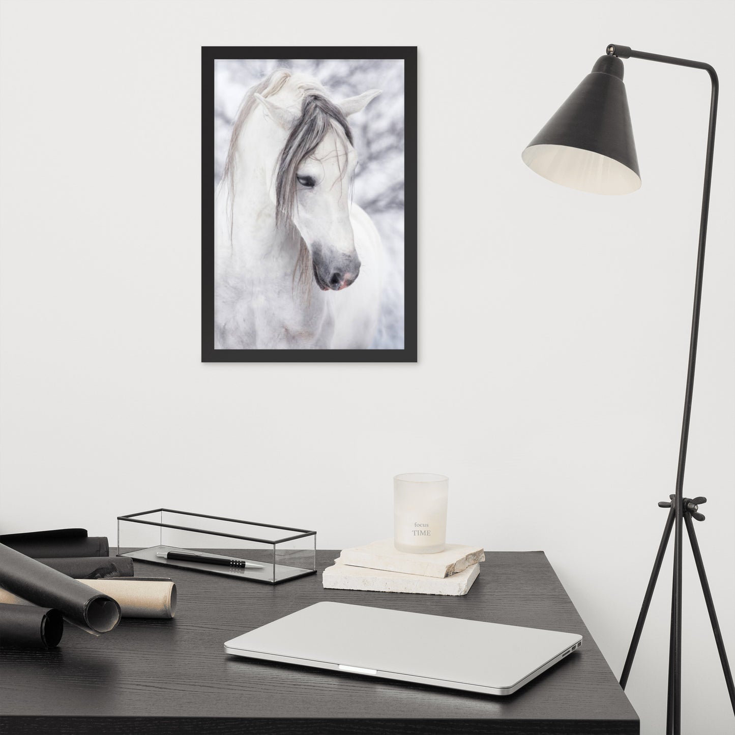 Framed Poster Horse Wall Art - Vertical Print (Glamourange 0036 Model)