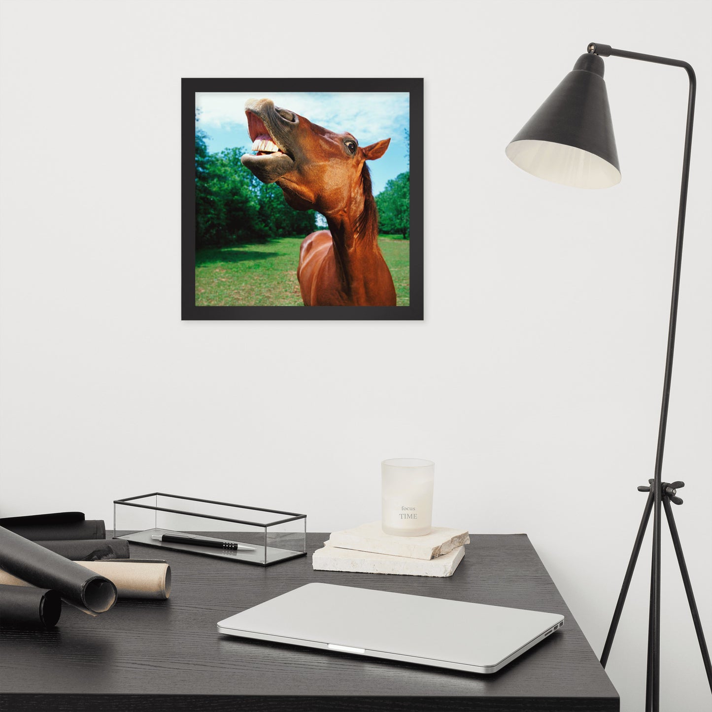 Framed Poster Horse Wall Art - Vertical Print (Glamourange 002 Model)