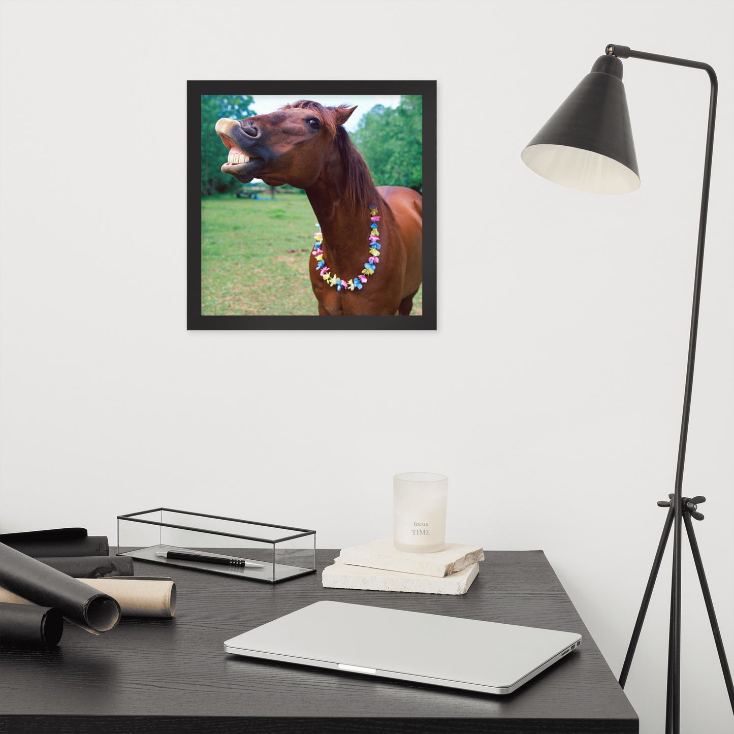 Framed Poster Horse Wall Art - Vertical Print (Glamourange 004 Model)