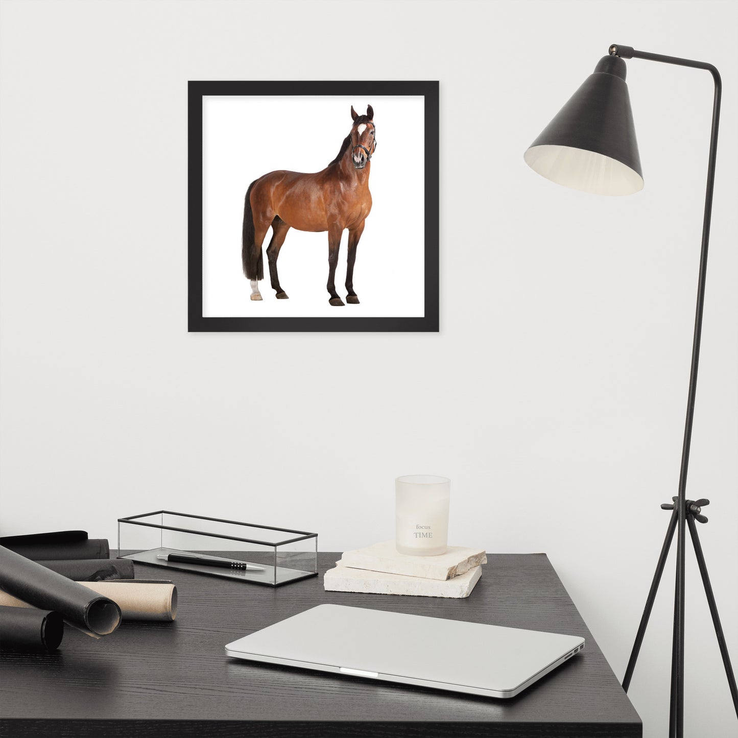 Framed Poster Horse Wall Art - Vertical Print (Glamourange 008 Model)