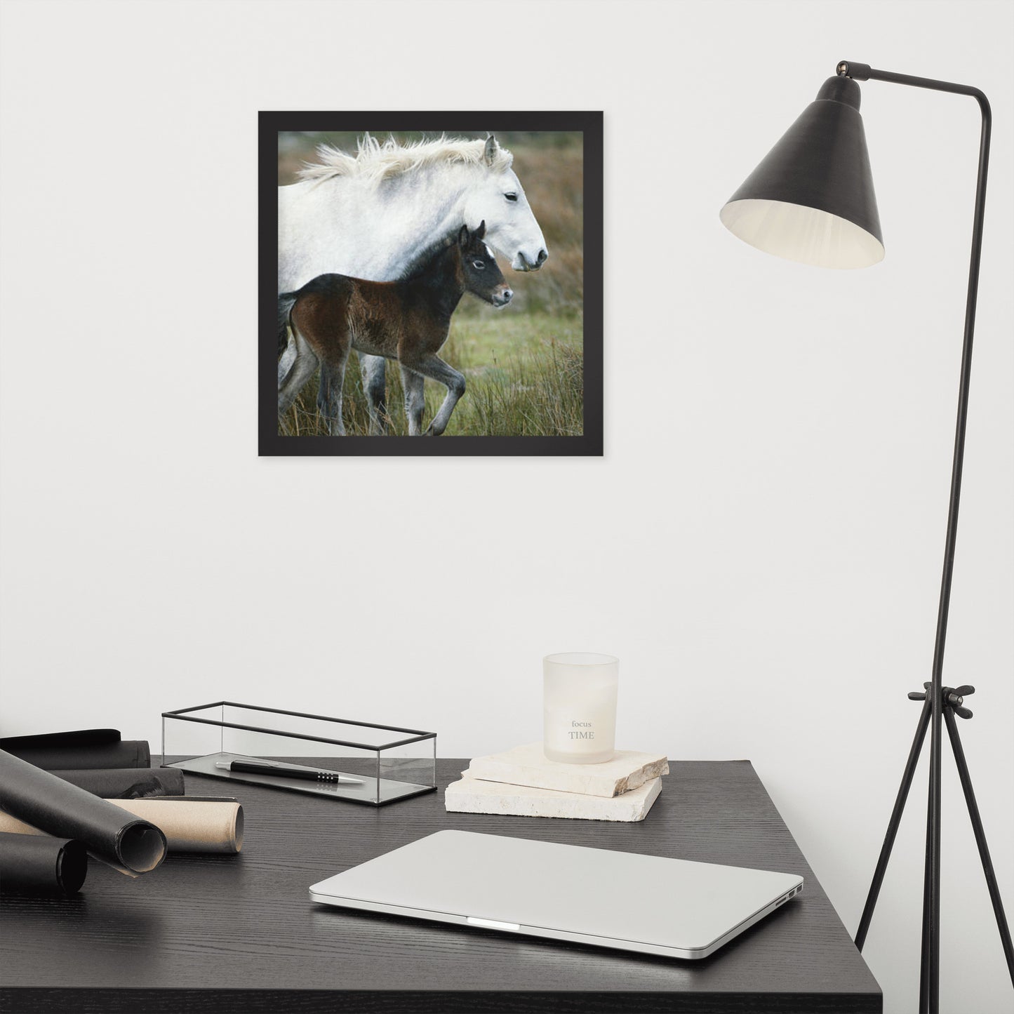 Framed Poster Horse Wall Art - Vertical Print (Glamourange 0011 Model)