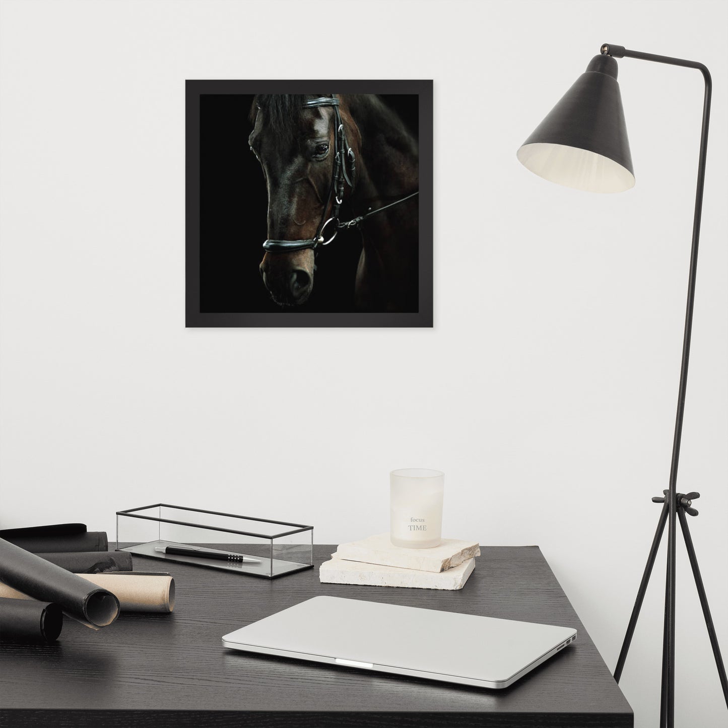 Framed Poster Horse Wall Art - Vertical Print (Glamourange 0012 Model)