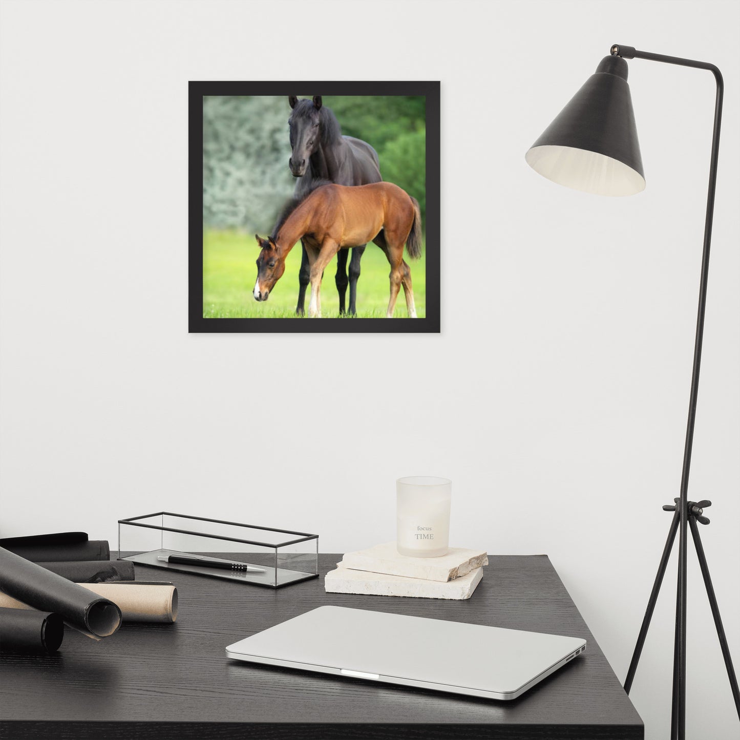 Framed Poster Horse Wall Art - Vertical Print (Glamourange 0021 Model)