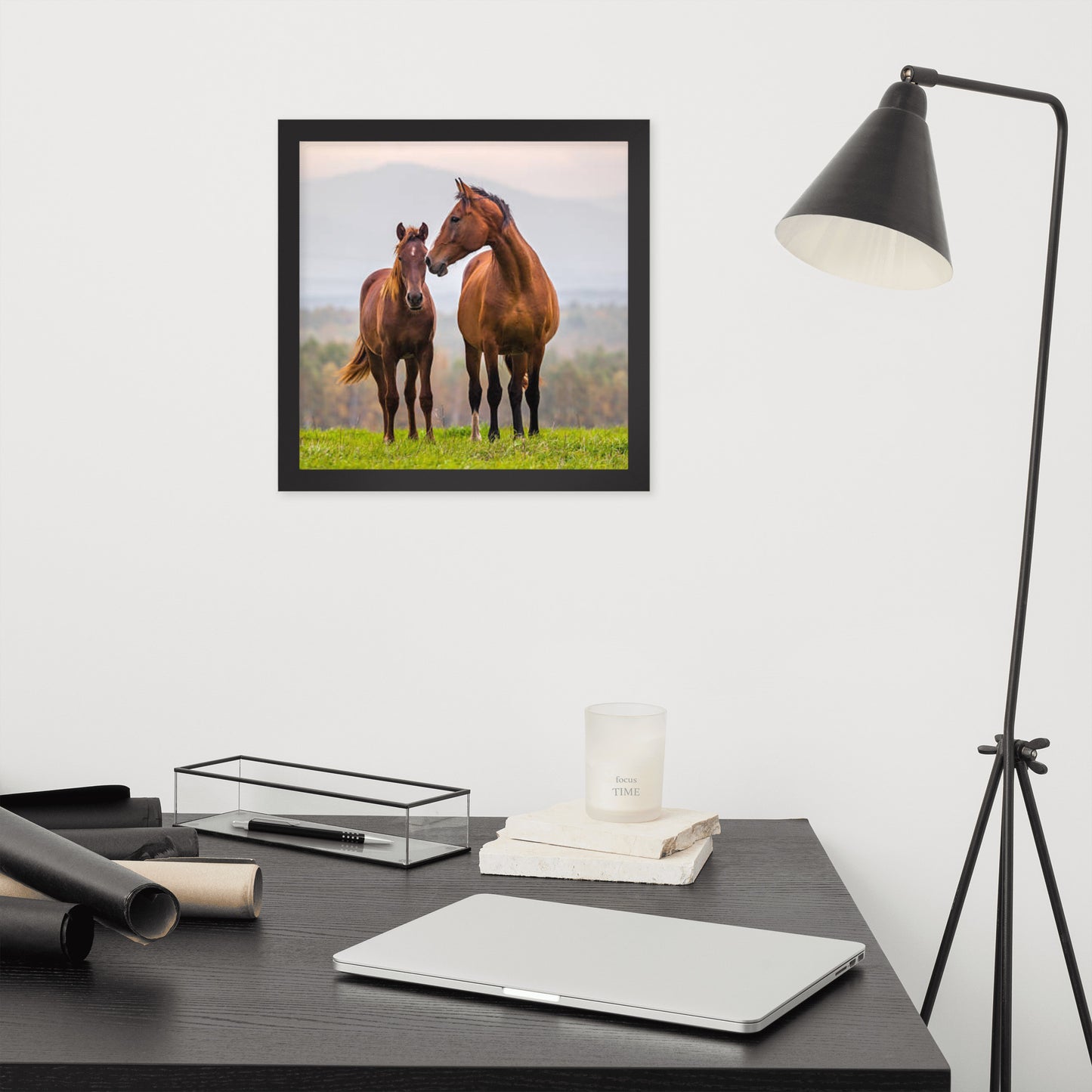 Framed Poster Horse Wall Art - Vertical Print (Glamourange 0027 Model)