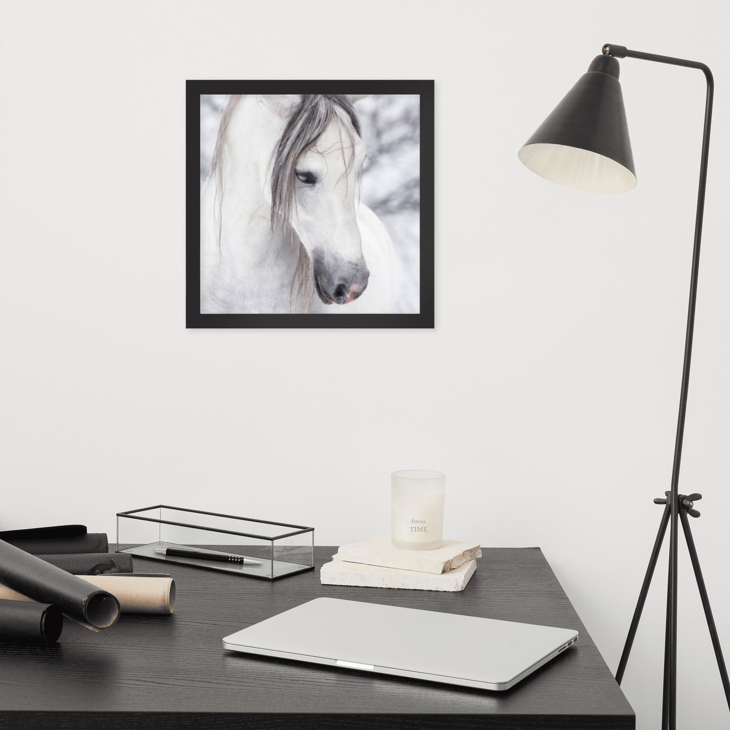 Framed Poster Horse Wall Art - Vertical Print (Glamourange 0036 Model)