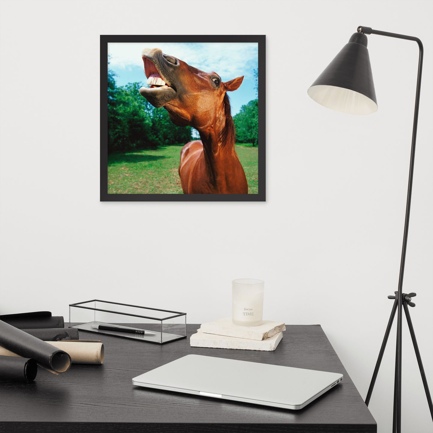 Framed Poster Horse Wall Art - Vertical Print (Glamourange 002 Model)