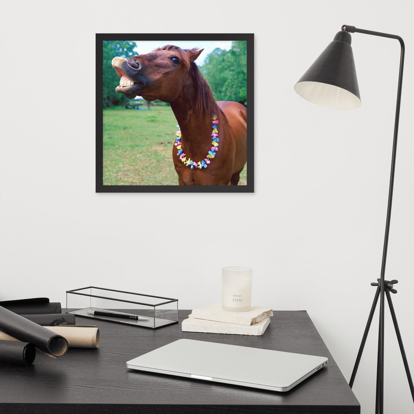 Framed Poster Horse Wall Art - Vertical Print (Glamourange 004 Model)