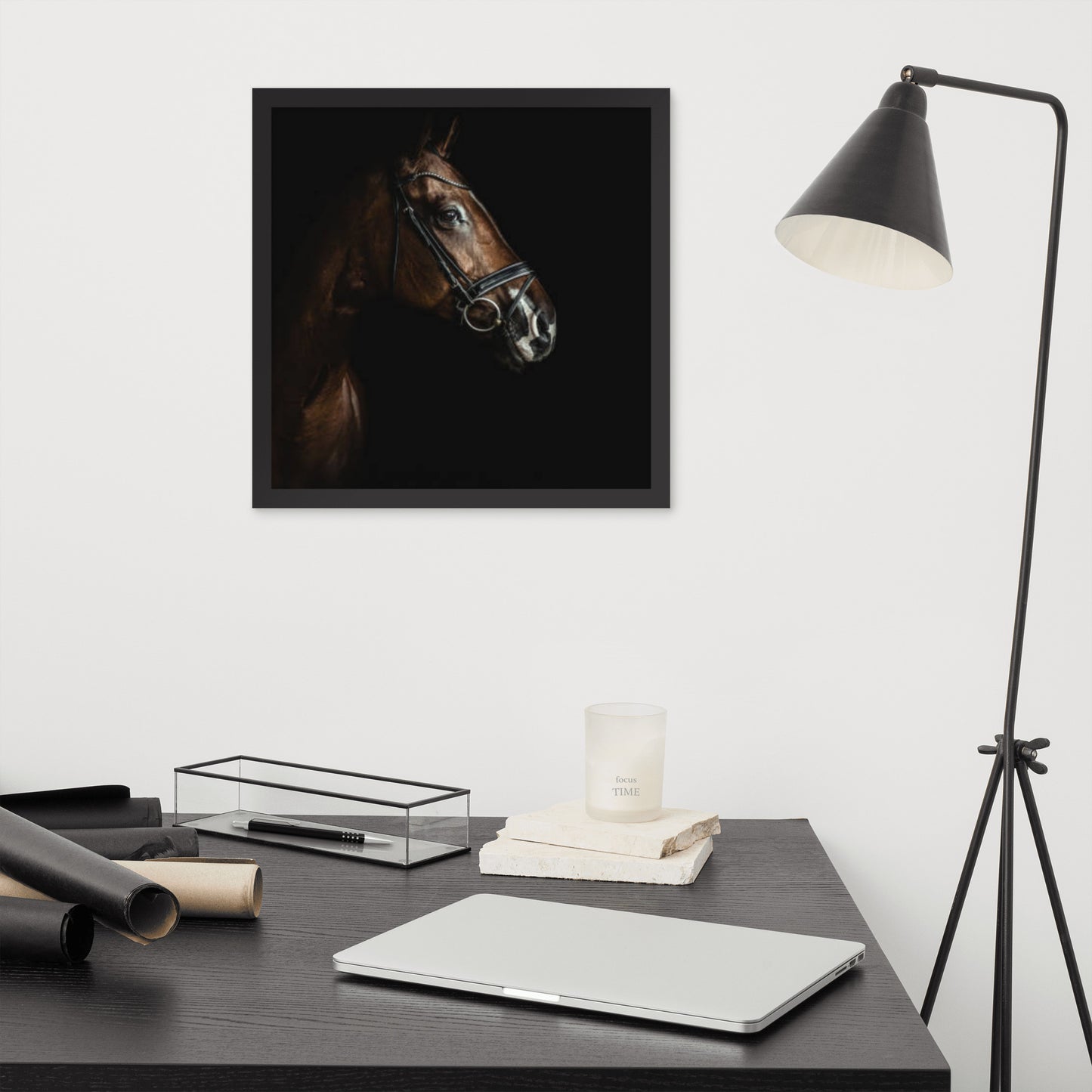 Framed Poster Horse Wall Art - Vertical Print (Glamourange 005 Model)