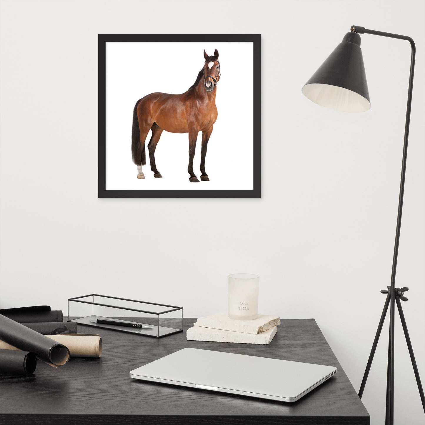 Framed Poster Horse Wall Art - Vertical Print (Glamourange 008 Model)