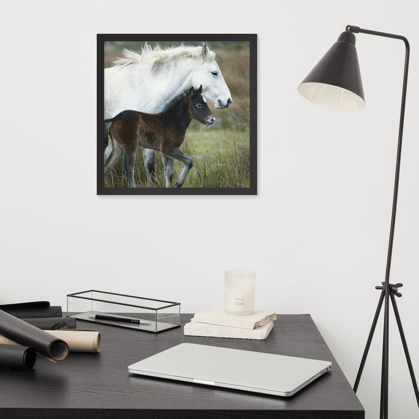 Framed Poster Horse Wall Art - Vertical Print (Glamourange 0011 Model)