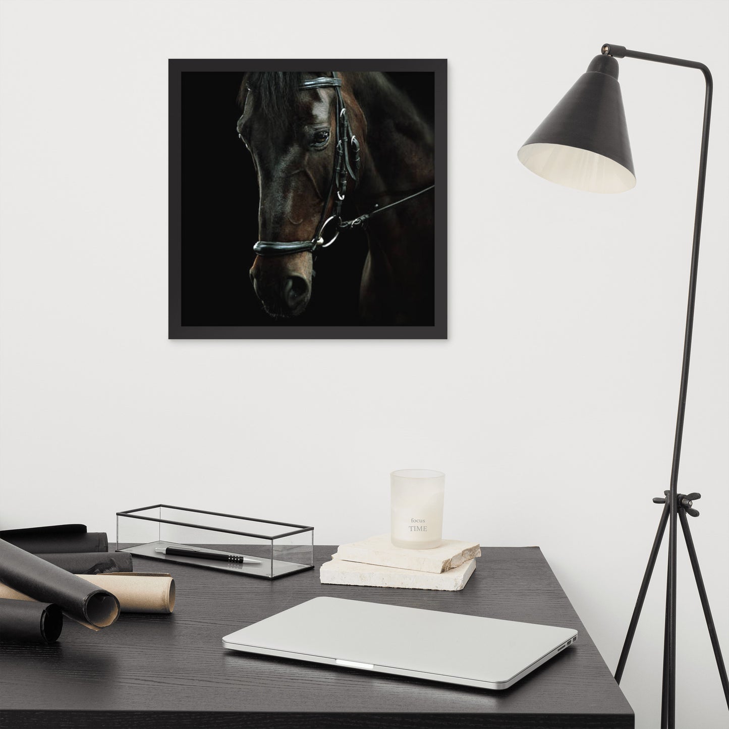 Framed Poster Horse Wall Art - Vertical Print (Glamourange 0012 Model)