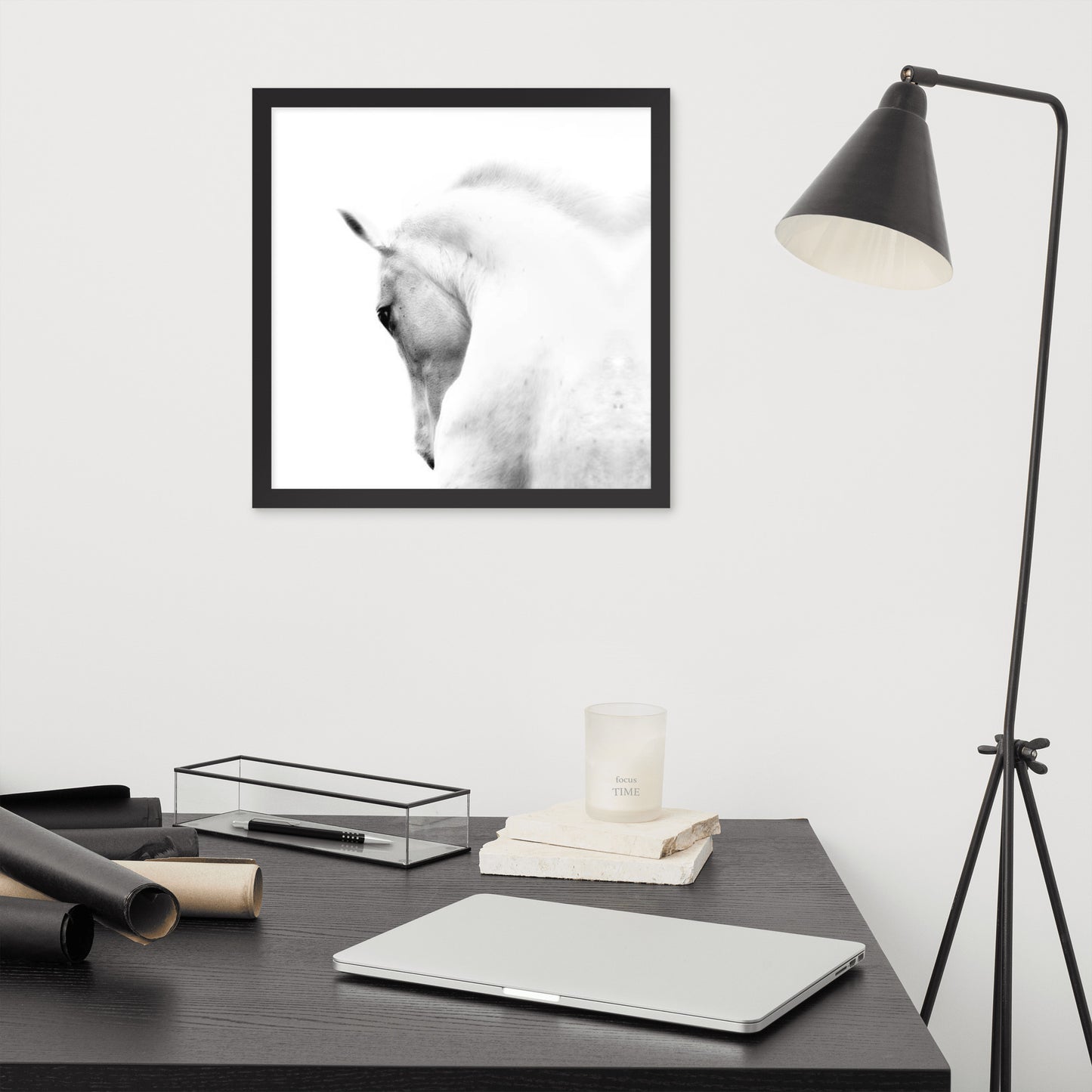 Framed Poster Horse Wall Art - Vertical Print (Glamourange 0014 Model)