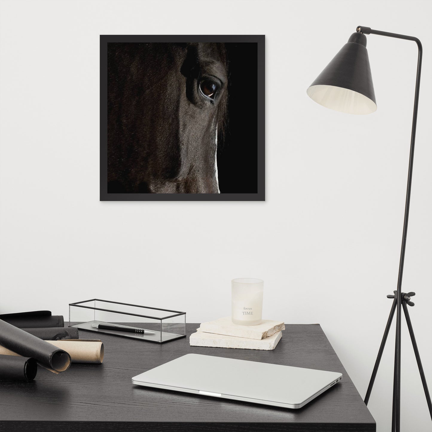 Framed Poster Horse Wall Art - Vertical Print (Glamourange 0015 Model)