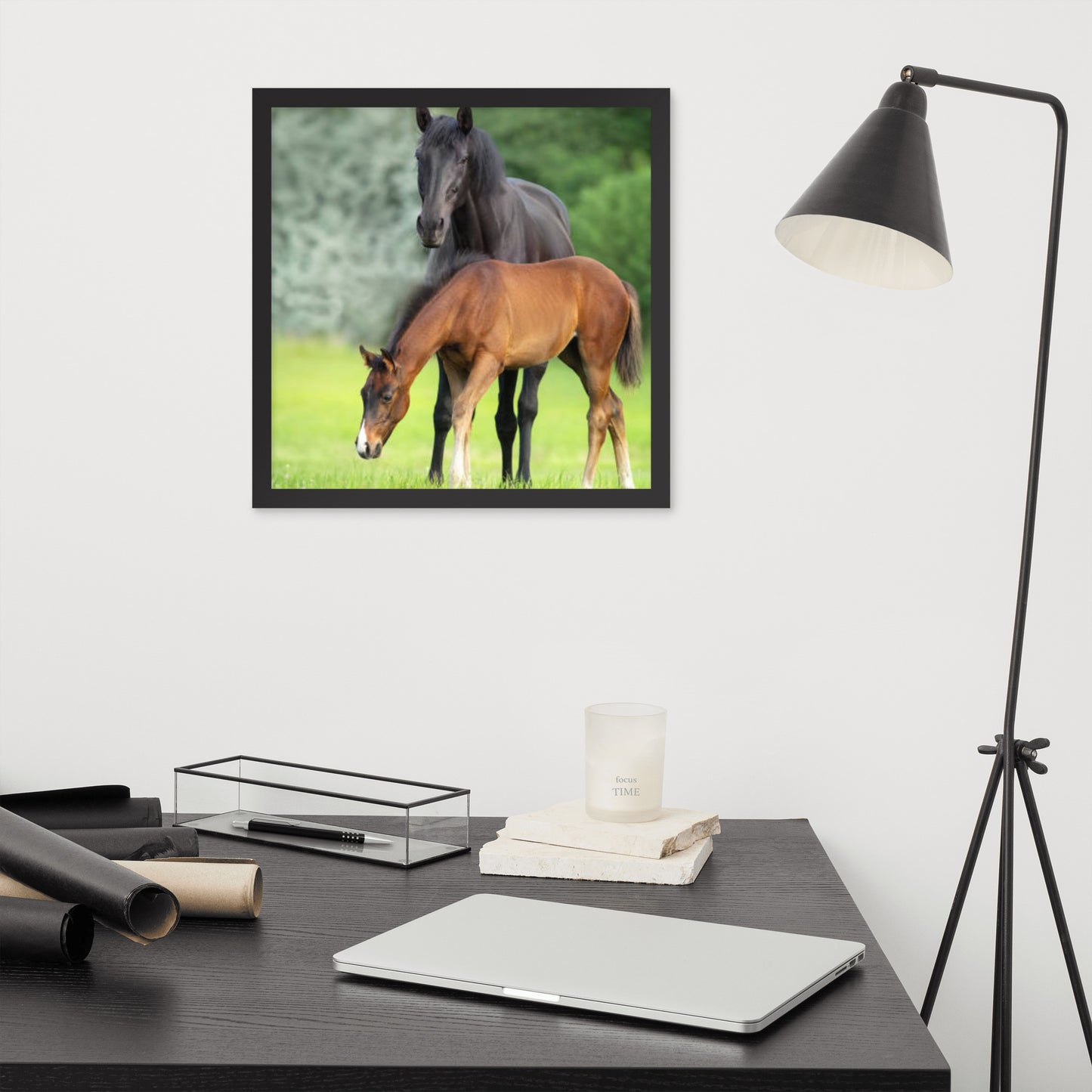 Framed Poster Horse Wall Art - Vertical Print (Glamourange 0021 Model)