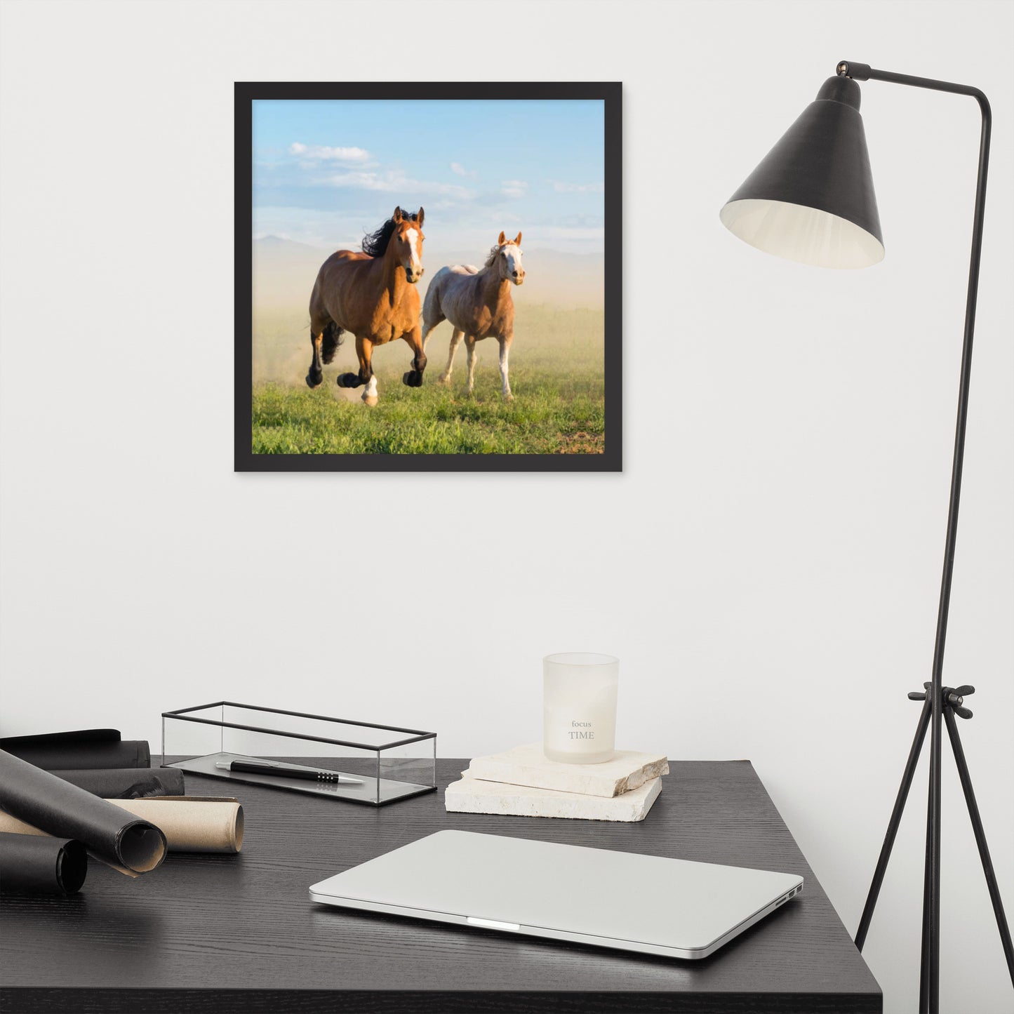 Framed Poster Horse Wall Art - Vertical Print (Glamourange 0023 Model)