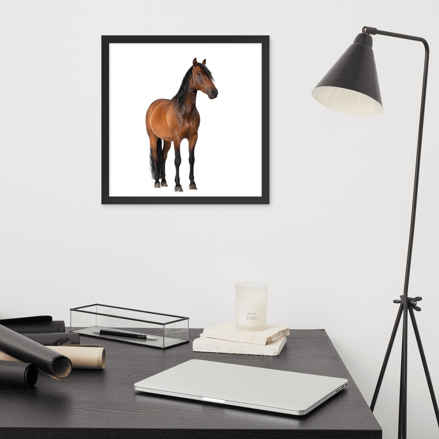 Framed Poster Horse Wall Art - Vertical Print (Glamourange 0024 Model)