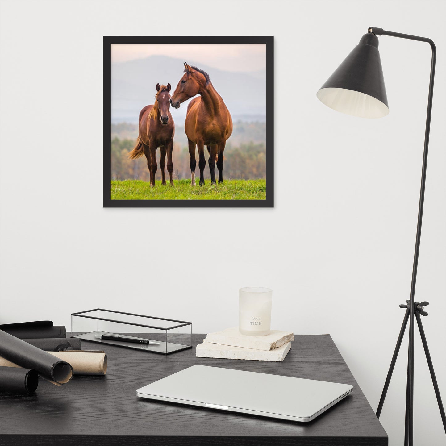 Framed Poster Horse Wall Art - Vertical Print (Glamourange 0027 Model)