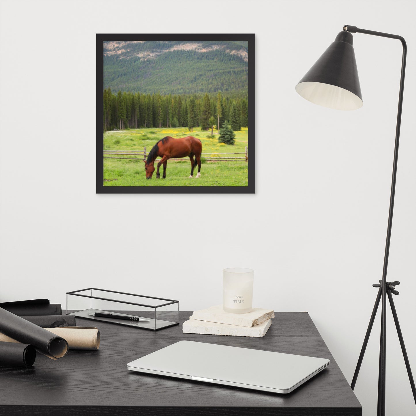 Framed Poster Horse Wall Art - Vertical Print (Glamourange 0030 Model)