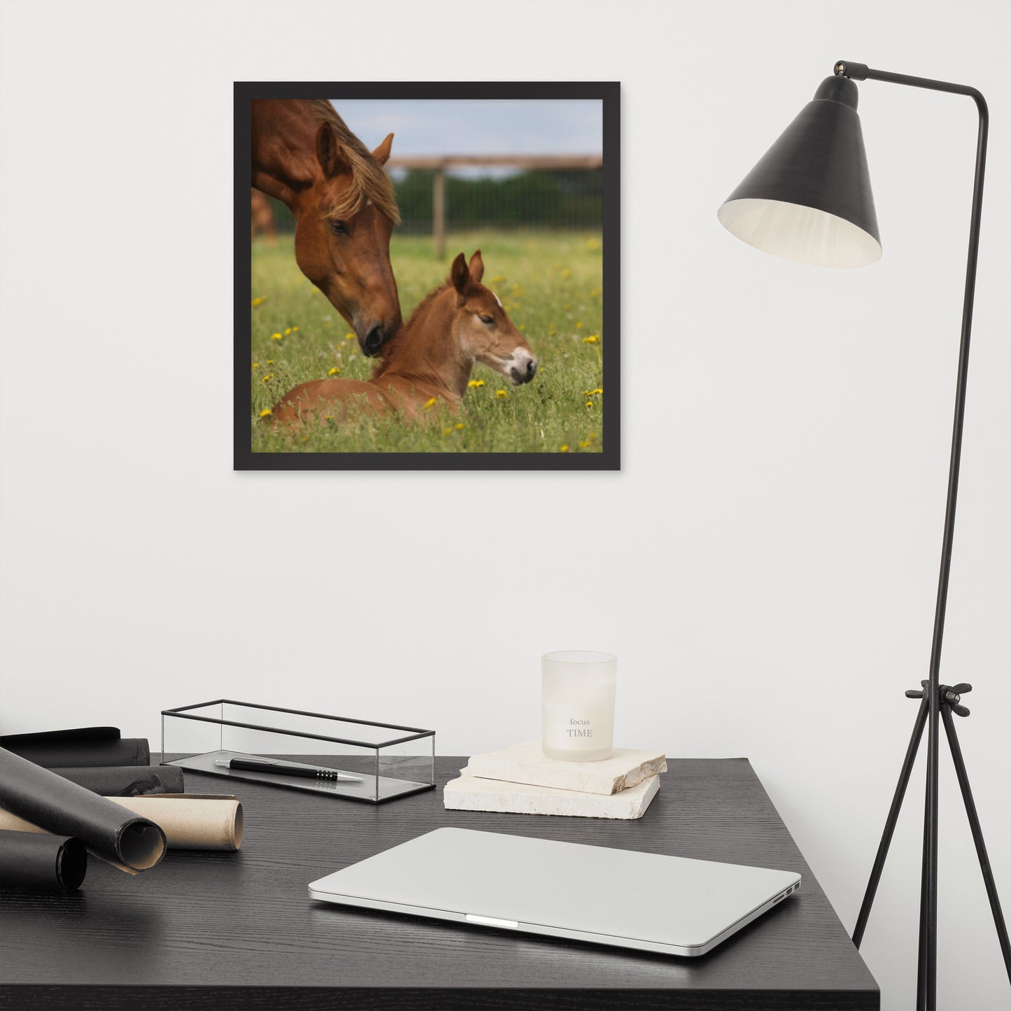 Framed Poster Horse Wall Art - Vertical Print (Glamourange 0032 Model)