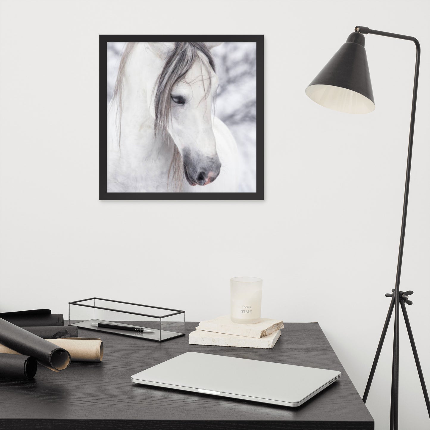 Framed Poster Horse Wall Art - Vertical Print (Glamourange 0036 Model)