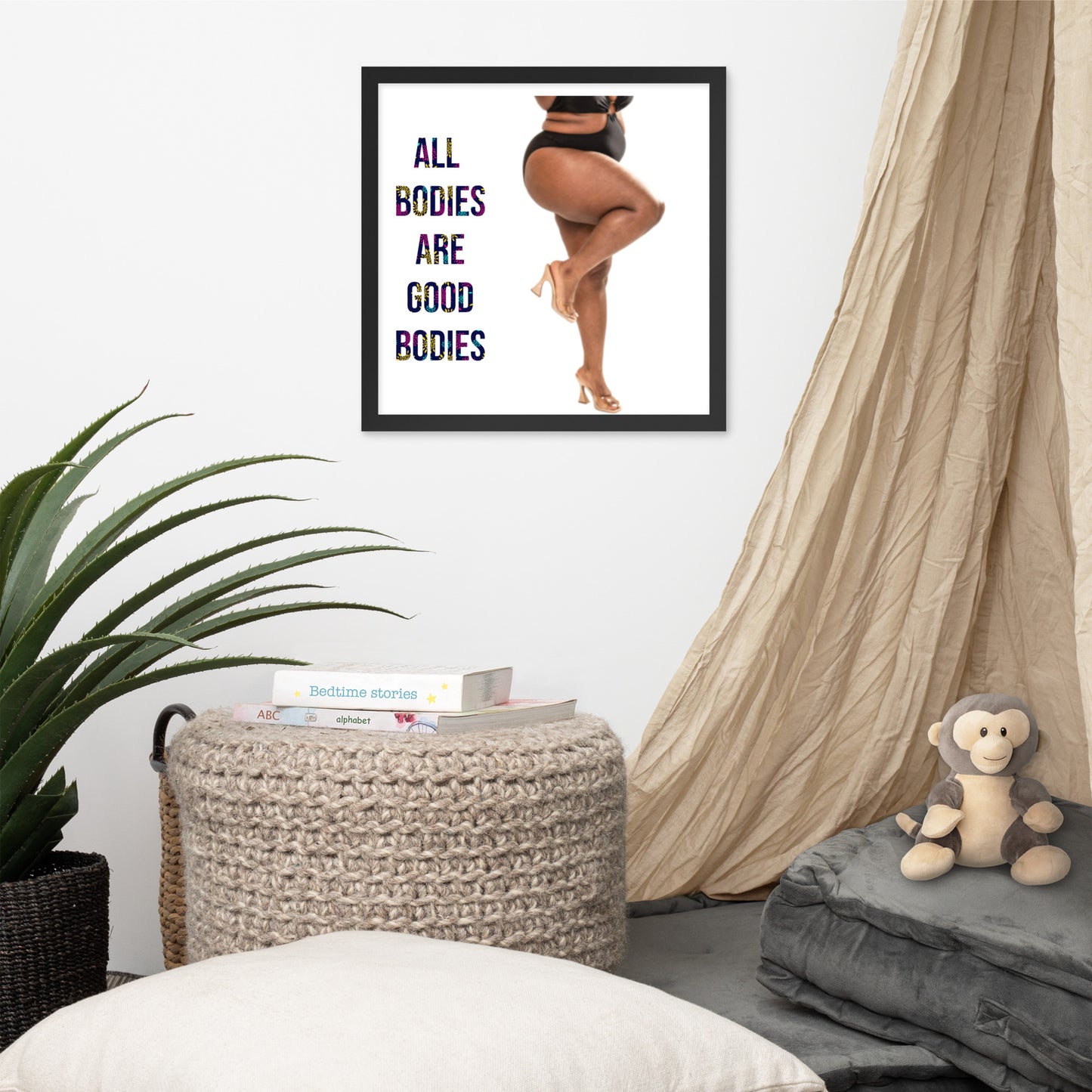 Body Positivity & Neutrality Framed Poster Wall Art (Vertical Model 004)