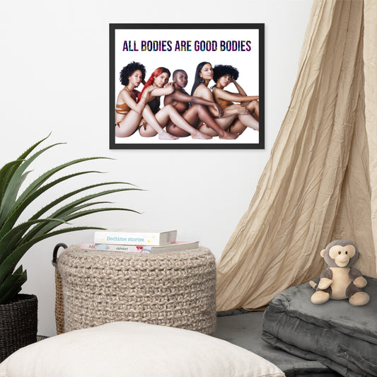 Body Positivity & Neutrality Framed Poster Wall Art (Horizontal Model 002)