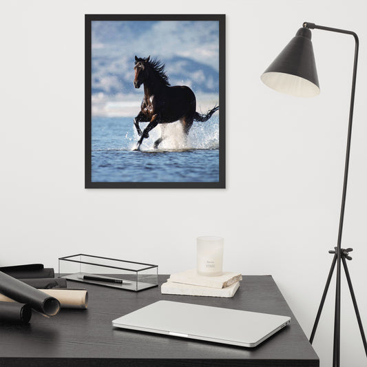 Framed Poster Horse Wall Art - Vertical Print (Glamourange 001 Model)