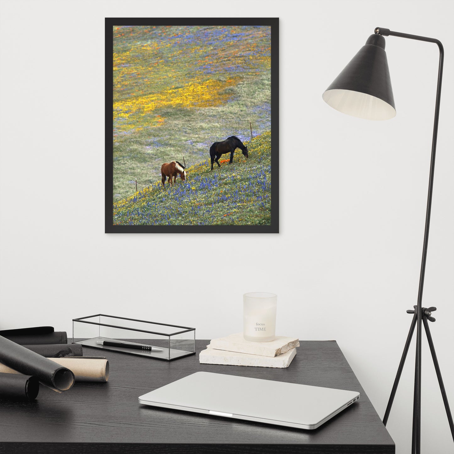 Framed Poster Horse Wall Art - Vertical Print (Glamourange 003 Model)