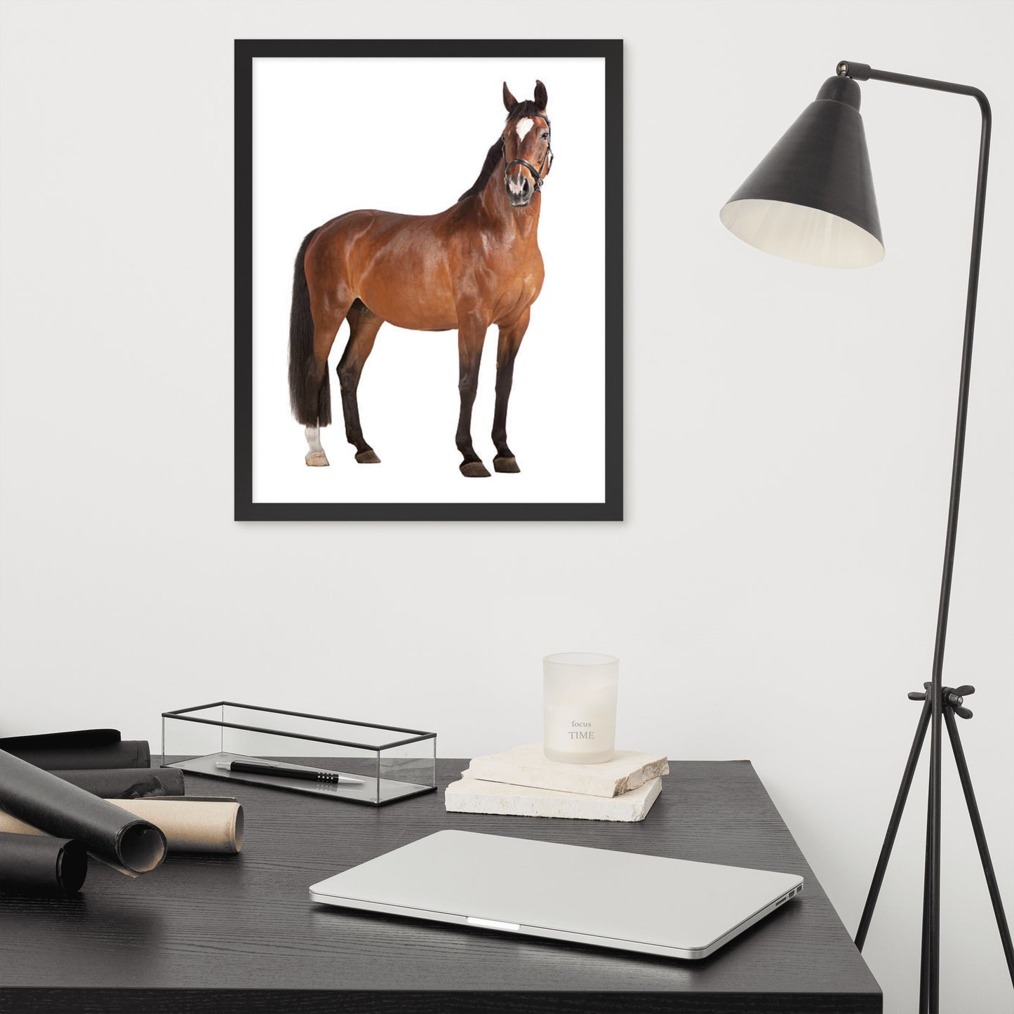 Framed Poster Horse Wall Art - Vertical Print (Glamourange 008 Model)